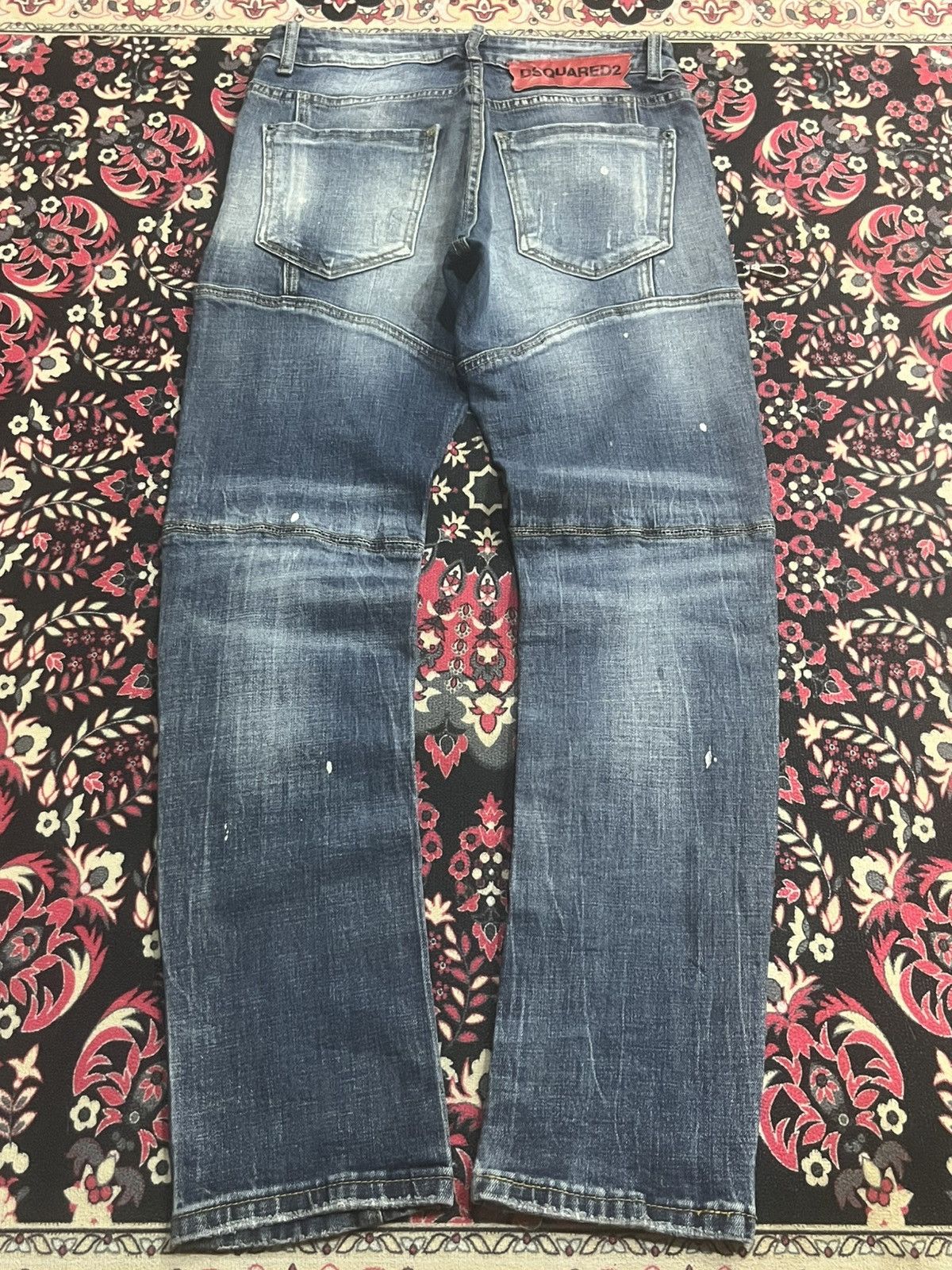 Dsquared2 Dsquared2 Blue Denim Slim Fit Paint Splatter Distressed Jean Size US 29 - 2 Thumbnail