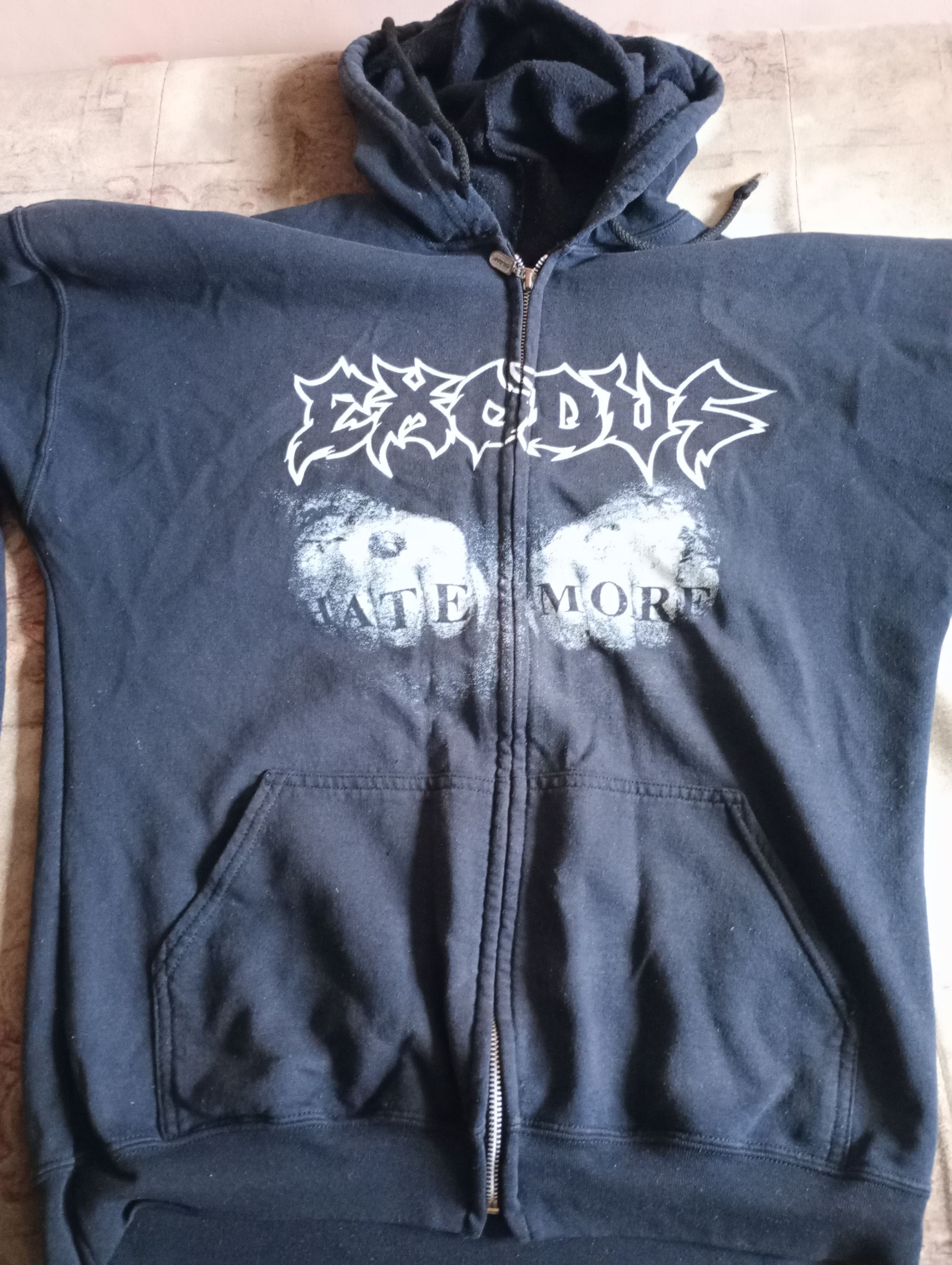 image of Band Tees x Rock T Shirt Exodus "hate More... Love Less" Zipped Hoodie in Black, Men's (Size XL)