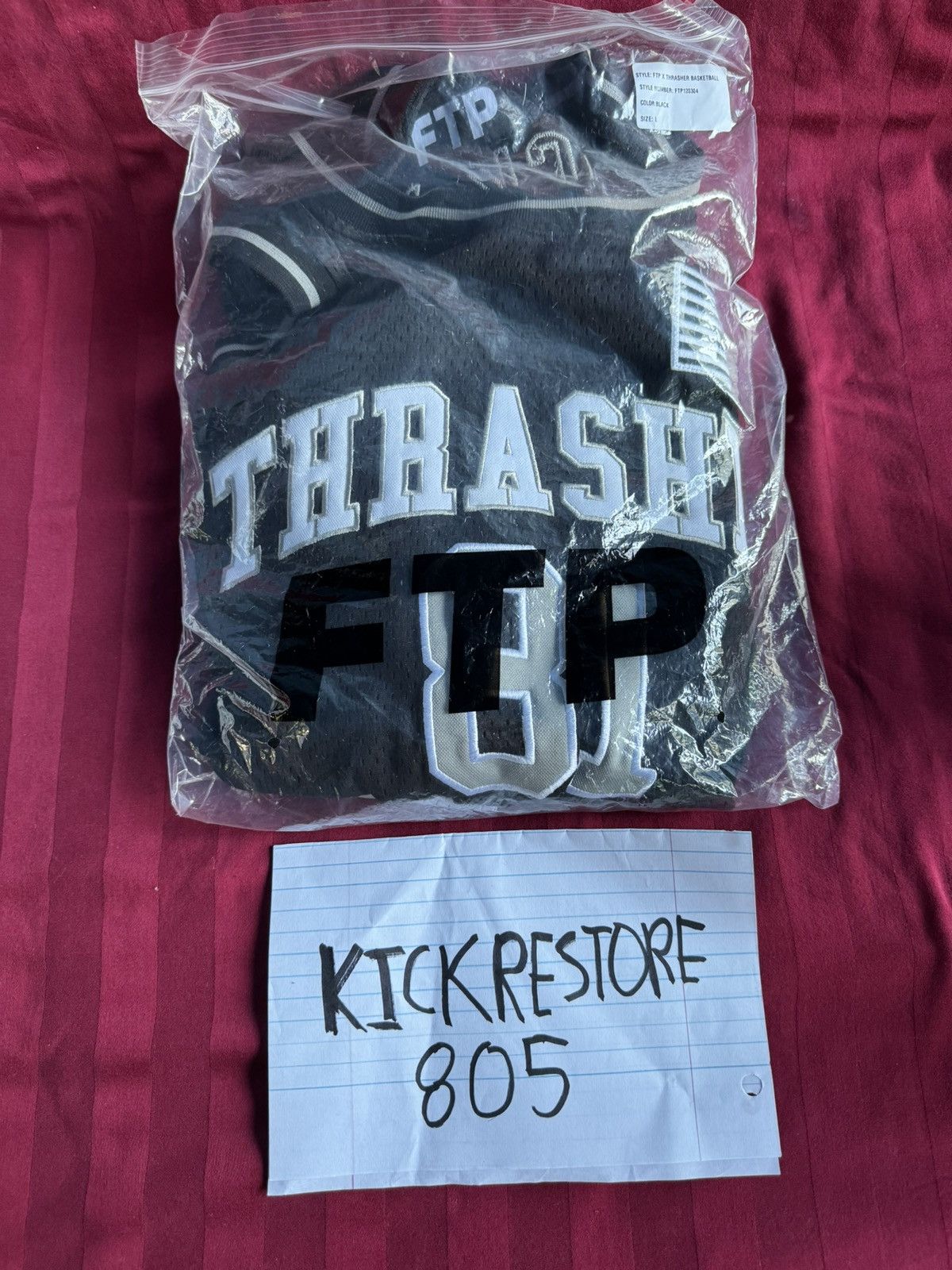 image of Ftp X Thrasher Basketball Jersey L () in Black, Men's (Size Large)
