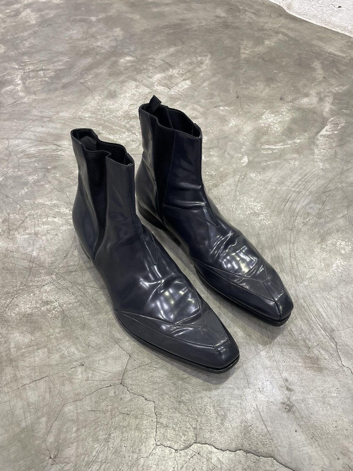 Prada Prada Patent Pointy Toe Boots Oxford Size US 12 / EU 45 - 2 Thumbnail