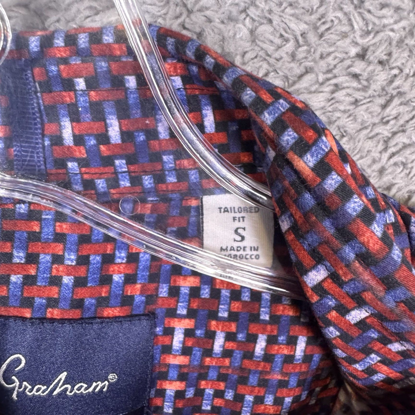 Robert Graham Robert Graham Shirt Mens S Tailored Fit Modern Americana Art AOP Geometric Long Sleeve Button-Up Red Cotton Vintage No Size US S / EU 44-46 / 1 - 5 Thumbnail