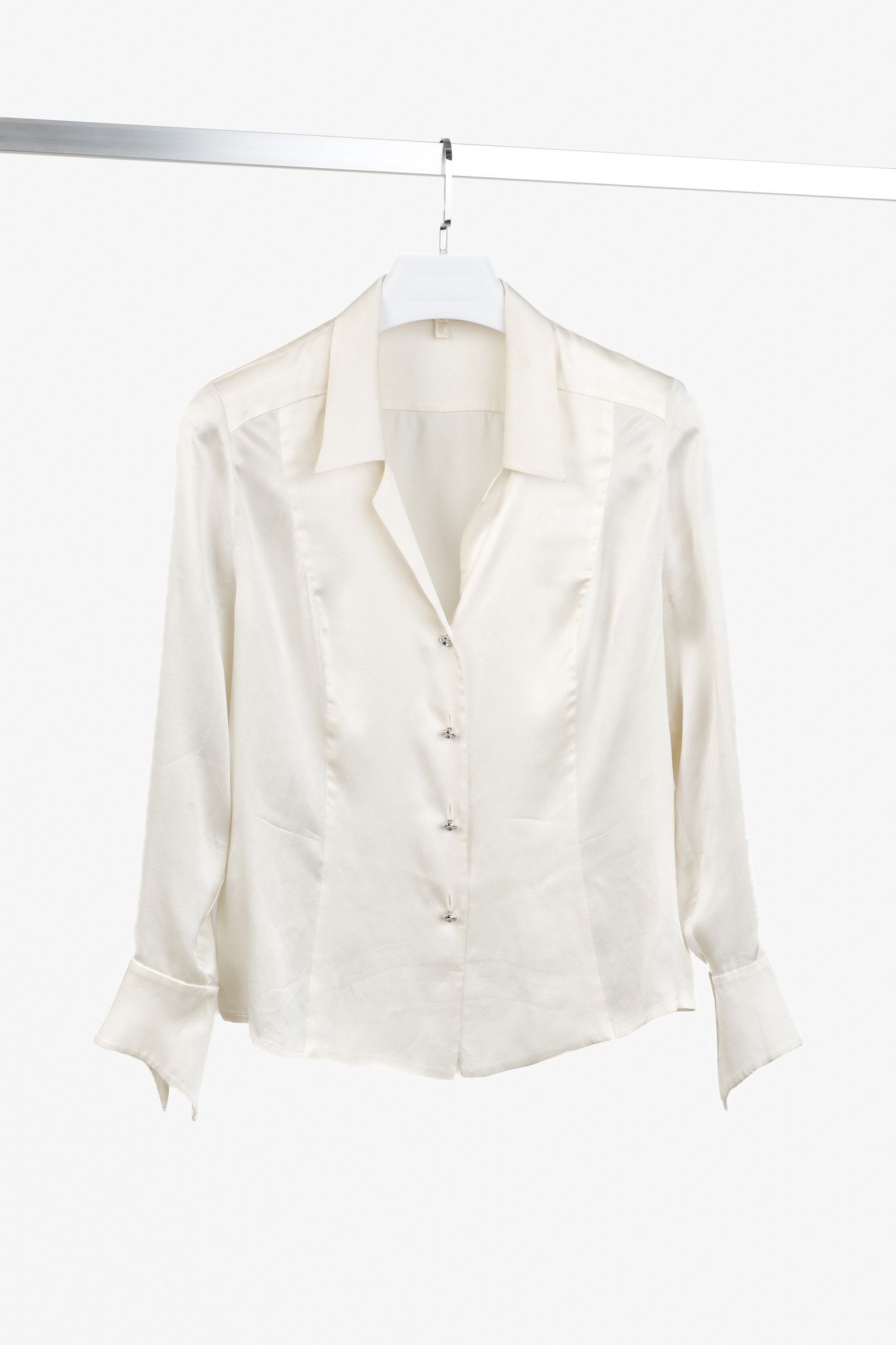 Escada Escada Jewel Button Cream Silk Blouse Size L / US 10 / IT 46 - 1 Thumbnail