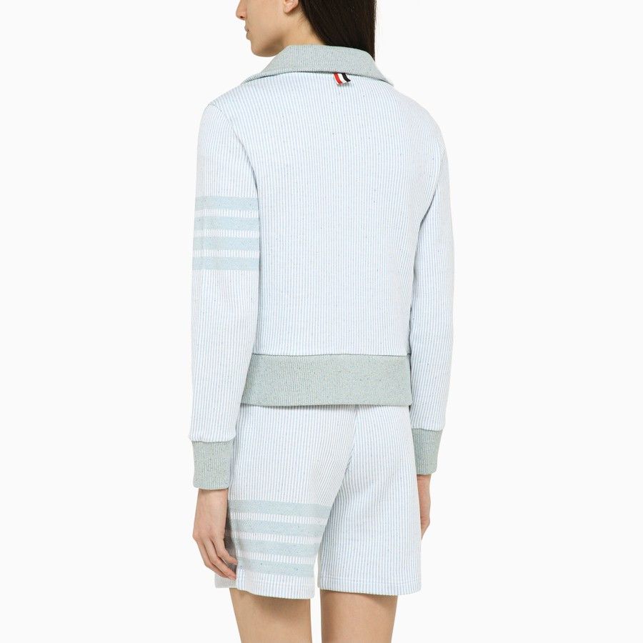 Thom Browne o1d2blof1024 Cotton Zipped Cardigan in Light Blue Size S / US 4 / IT 40 - 3 Thumbnail