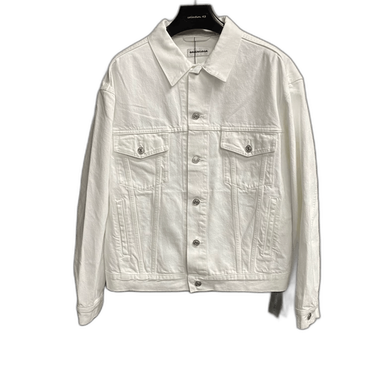 Balenciaga Balenciaga White Embroidered Logo Denim Jacket Size US M / EU 48-50 / 2 - 1 Thumbnail
