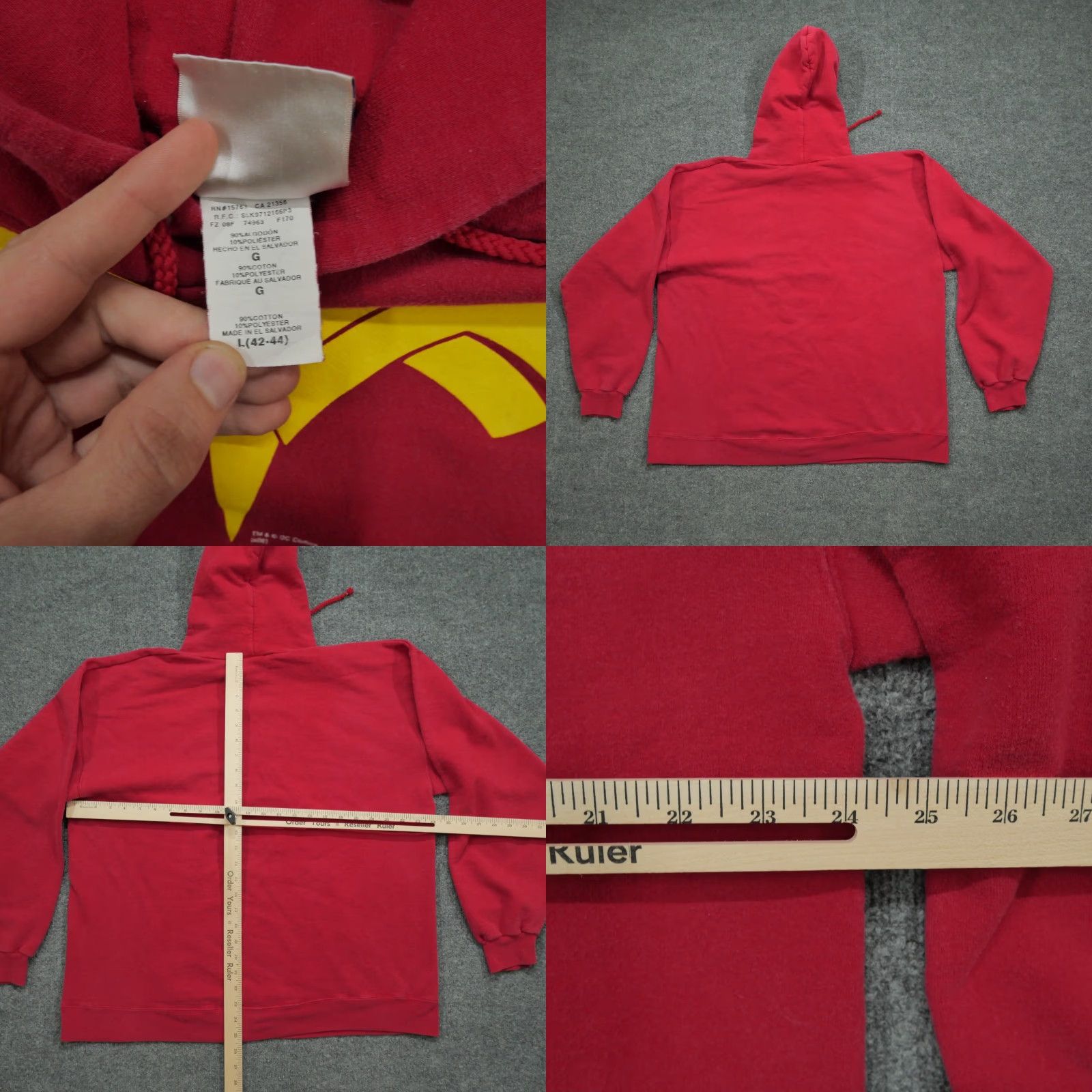 DC Comics VINTAGE Wonder Woman Hoodie Mens Large Red Pullover DC Comics Y2K Size US L / EU 52-54 / 3 - 8 Thumbnail