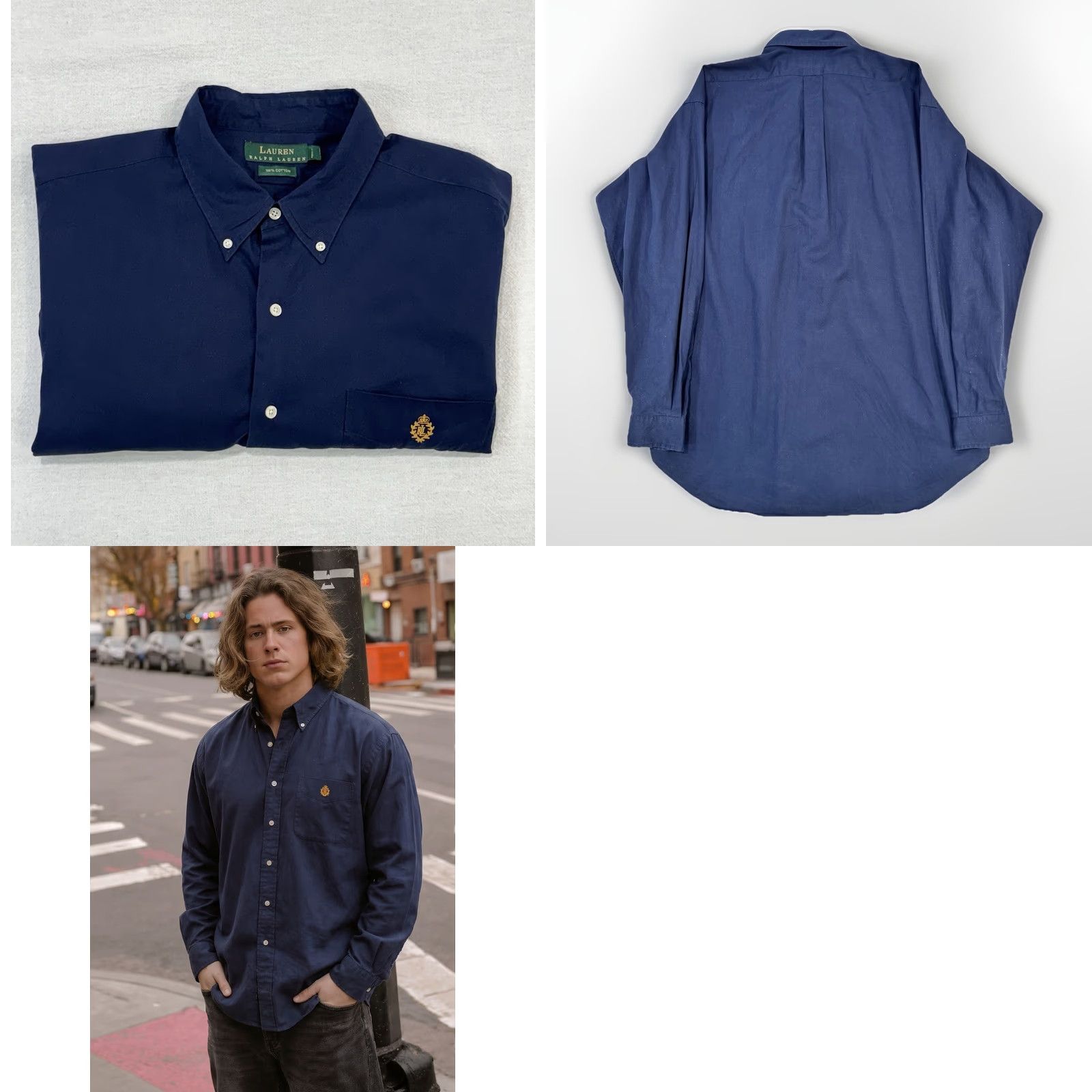 Polo Ralph Lauren VINTAGE Polo Ralph Lauren Shirt Men XL Classic Fit Long Sleeve Button- Down Crest Blue 90s Retro Logo Button-Up Mens Size US XL / EU 56 / 4 - 8 Thumbnail