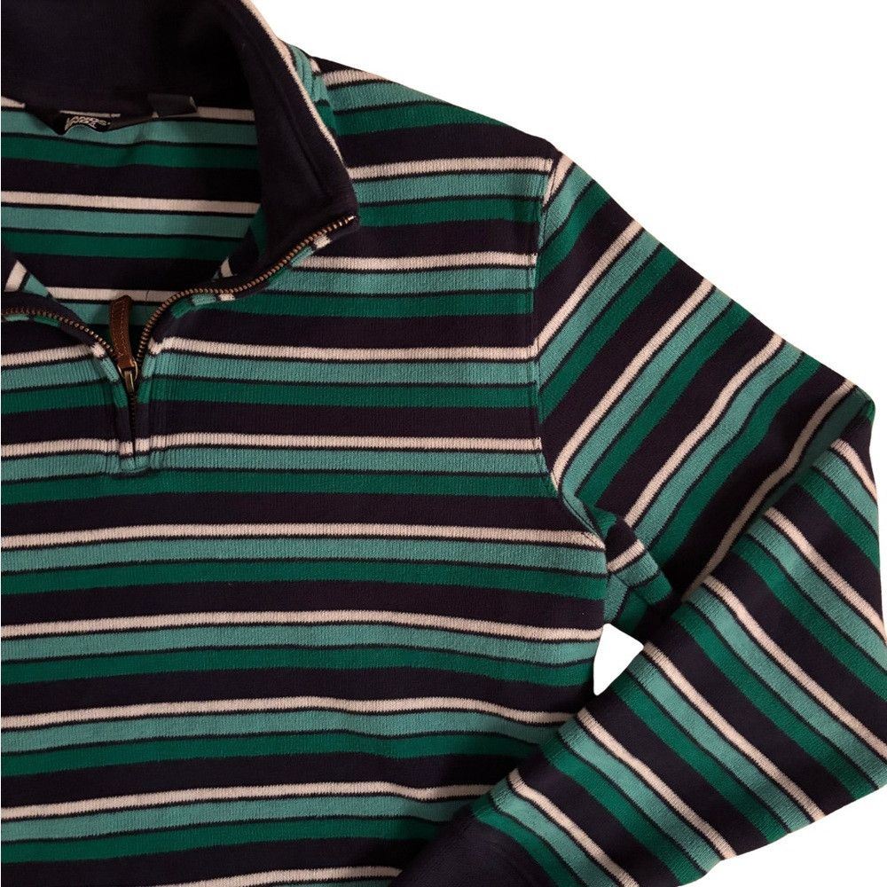 Lands' End Lands' End Men's Striped Quarter Zip-Up Sweater - Navy and Size US S / EU 44-46 / 1 - 2 Thumbnail