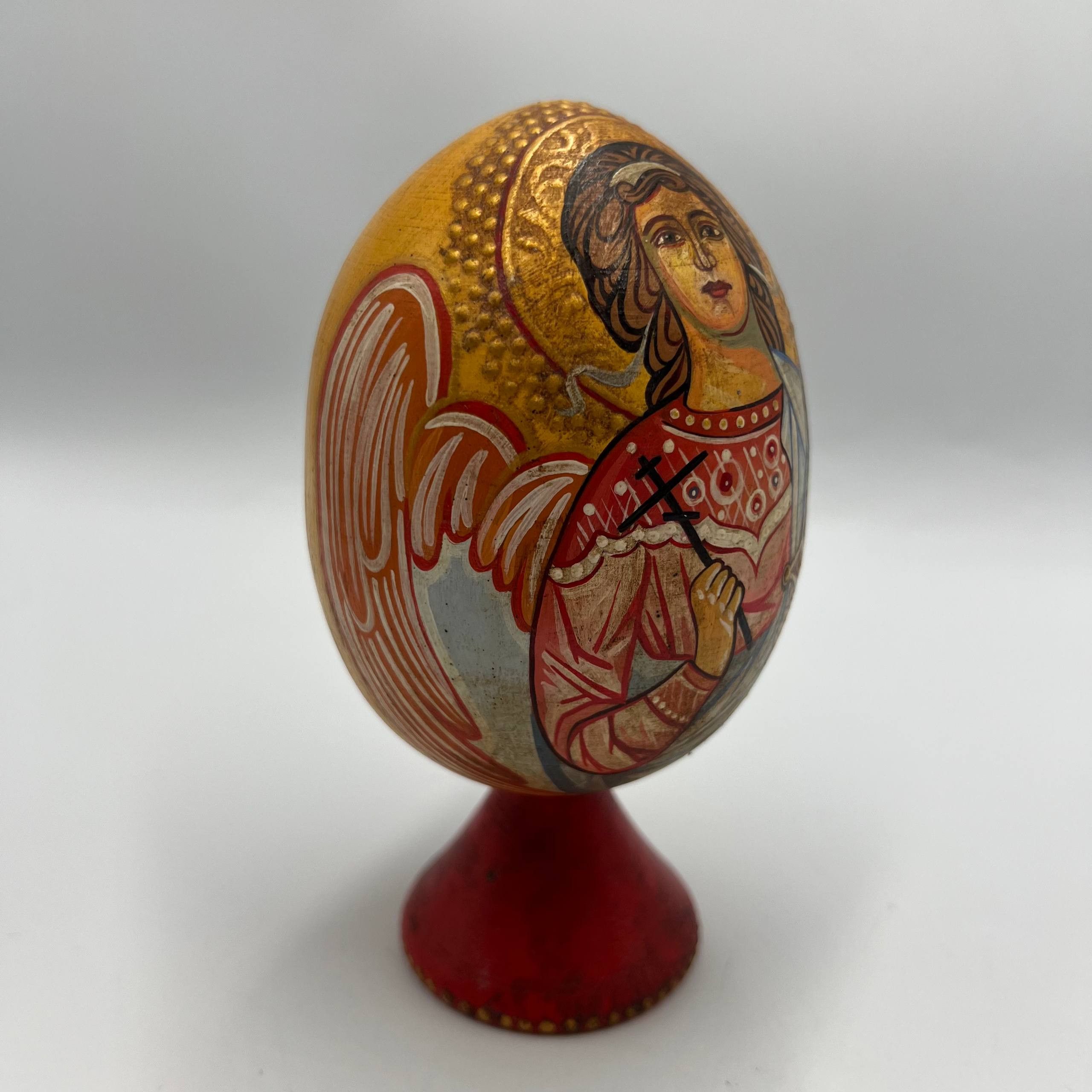 Vintage Antique Wooden Egg Icon Archangel Michael Hand Painted Size ONE SIZE - 7 Thumbnail
