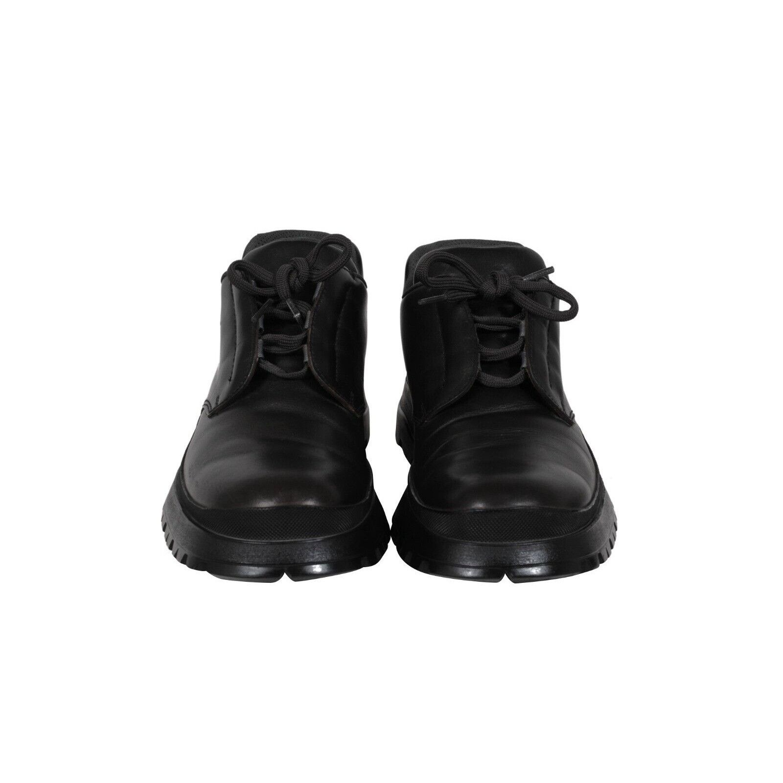 Prada Brixxen Mid Top Derby Shoes Black Leather Size US 8.5 / EU 41-42 - 13 Thumbnail