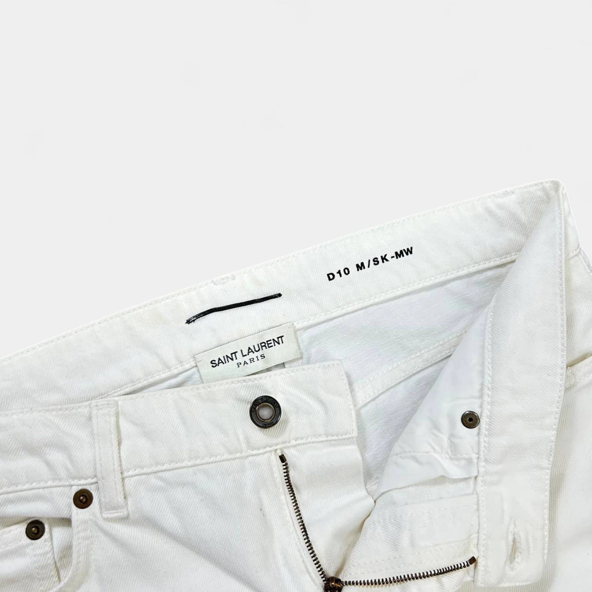 Saint Laurent Paris Saint Laurent D10 2016 Distressed White Skinny Jeans Size US 32 / EU 48 - 6 Thumbnail