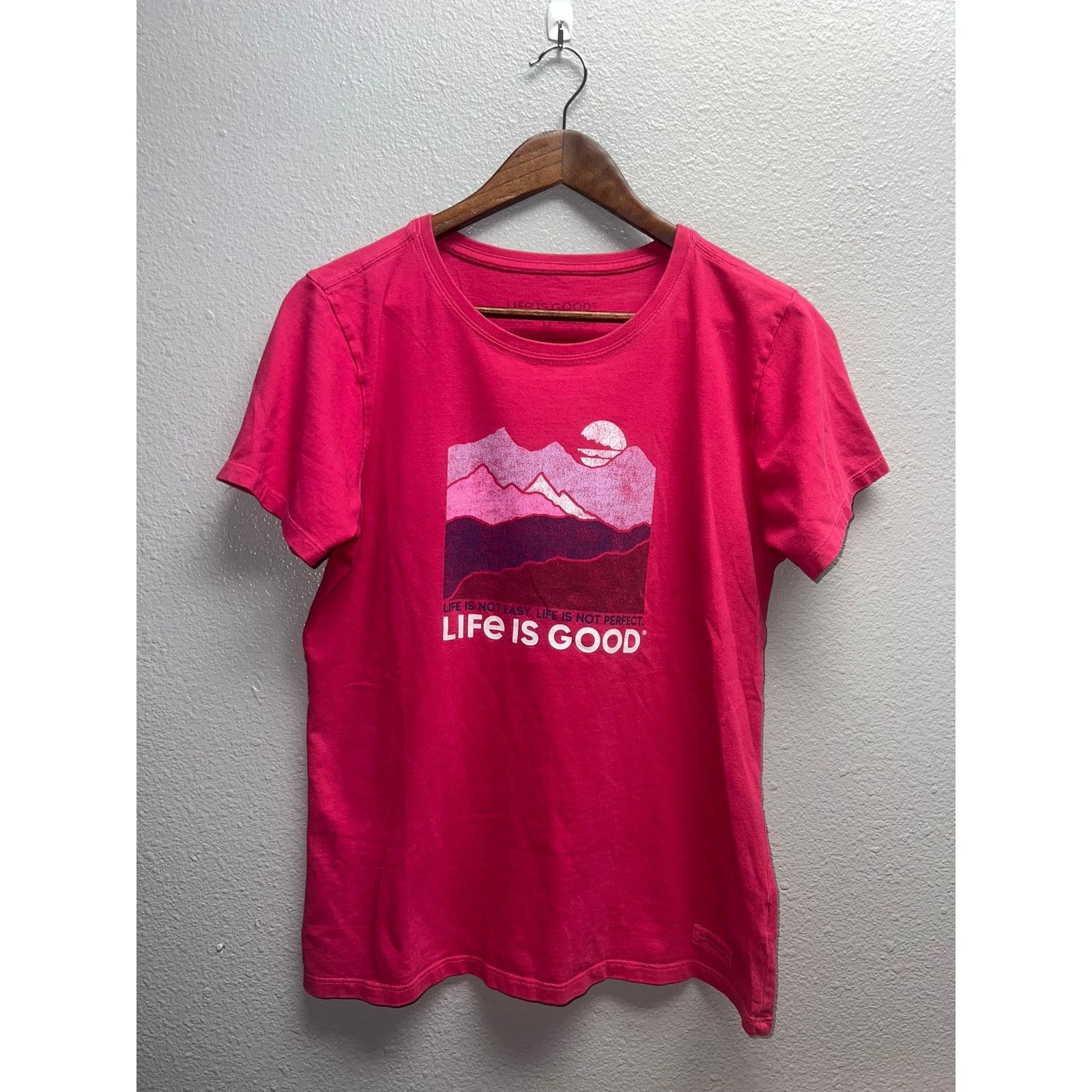 Vintage Womens Life Is Good Mountain Shirt Crusher Pink Tee Medium Size M / US 6-8 / IT 42-44 - 1 Thumbnail