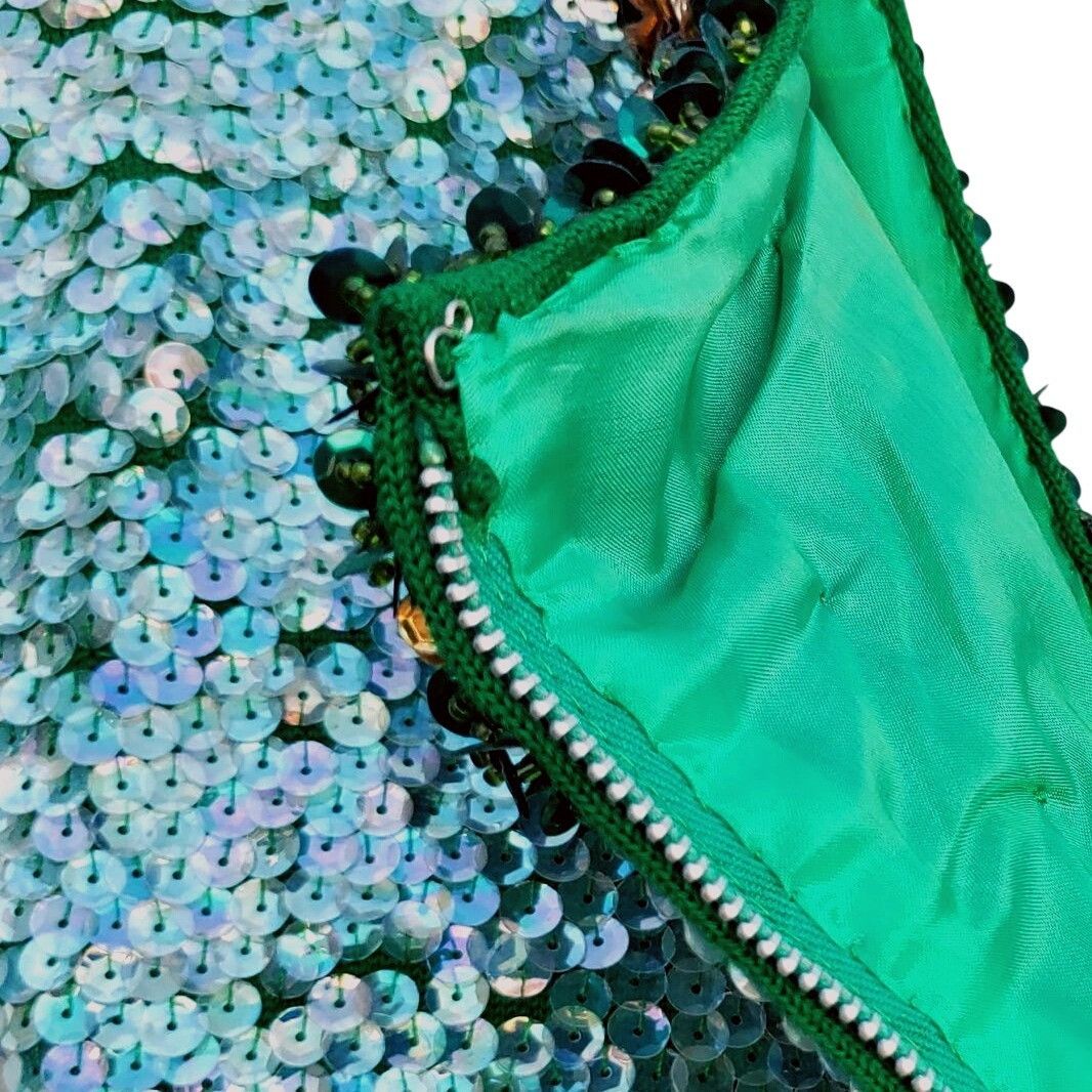 Vintage 60s Sequin Beaded Rhinestone Skirt Set M NWT Turquoise Green Size M / US 6-8 / IT 42-44 - 8 Thumbnail
