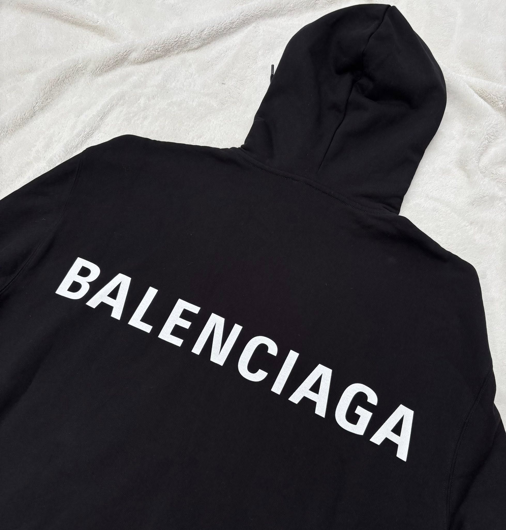 Balenciaga Balenciaga Black/White Classic Back Logo Hoodie Size US M / EU 48-50 / 2 - 2 Thumbnail