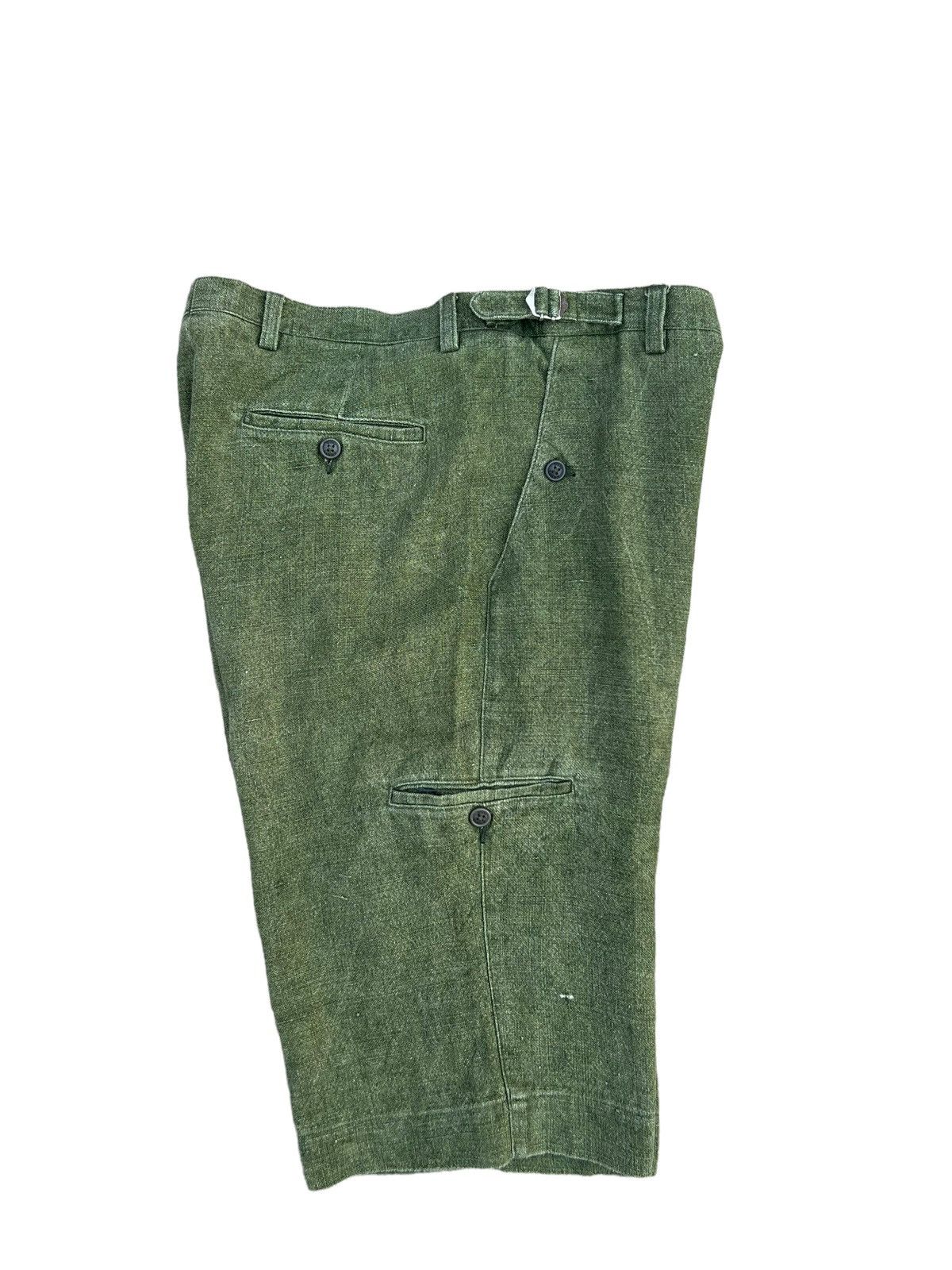 Designer 90s Arnys Paris Fade Olive Green 100% Linen Short Pant Size US 31 - 4 Thumbnail