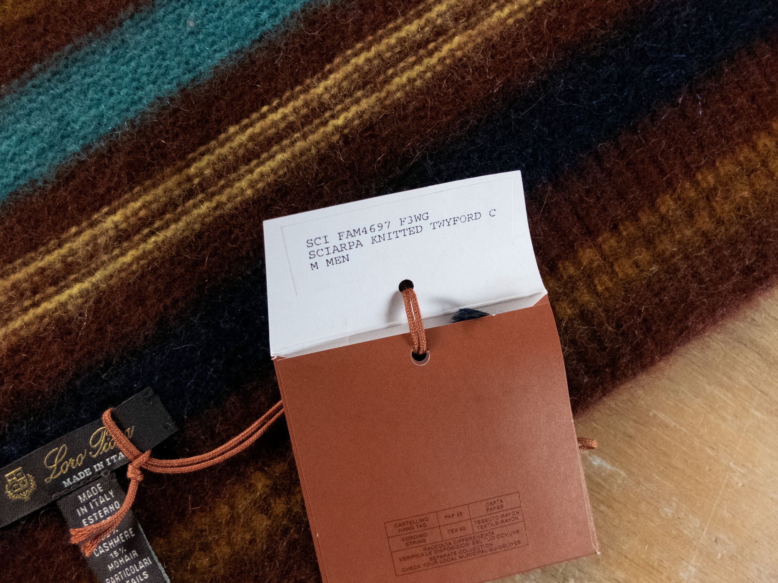 Loro Piana LORO PIANA Twyford brown striped cashmere mohair scarf Size ONE SIZE - 4 Thumbnail