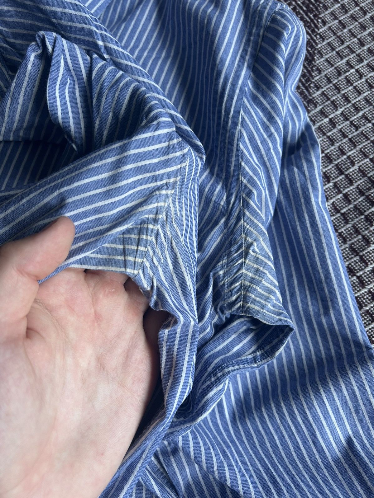Vintage Moschino Striped Solid Shirt Blue Mens Size 40 Size US M / EU 48-50 / 2 - 7 Thumbnail