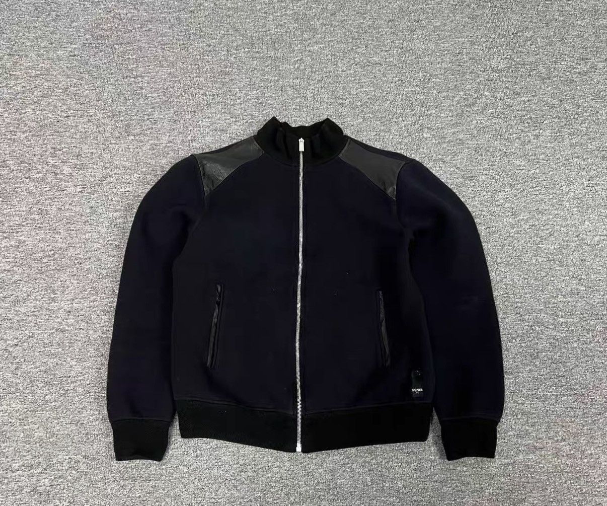 Fendi Fendi Leather Panel Shoulder Zip-Up Jacket J16 Size US M / EU 48-50 / 2 - 1 Thumbnail