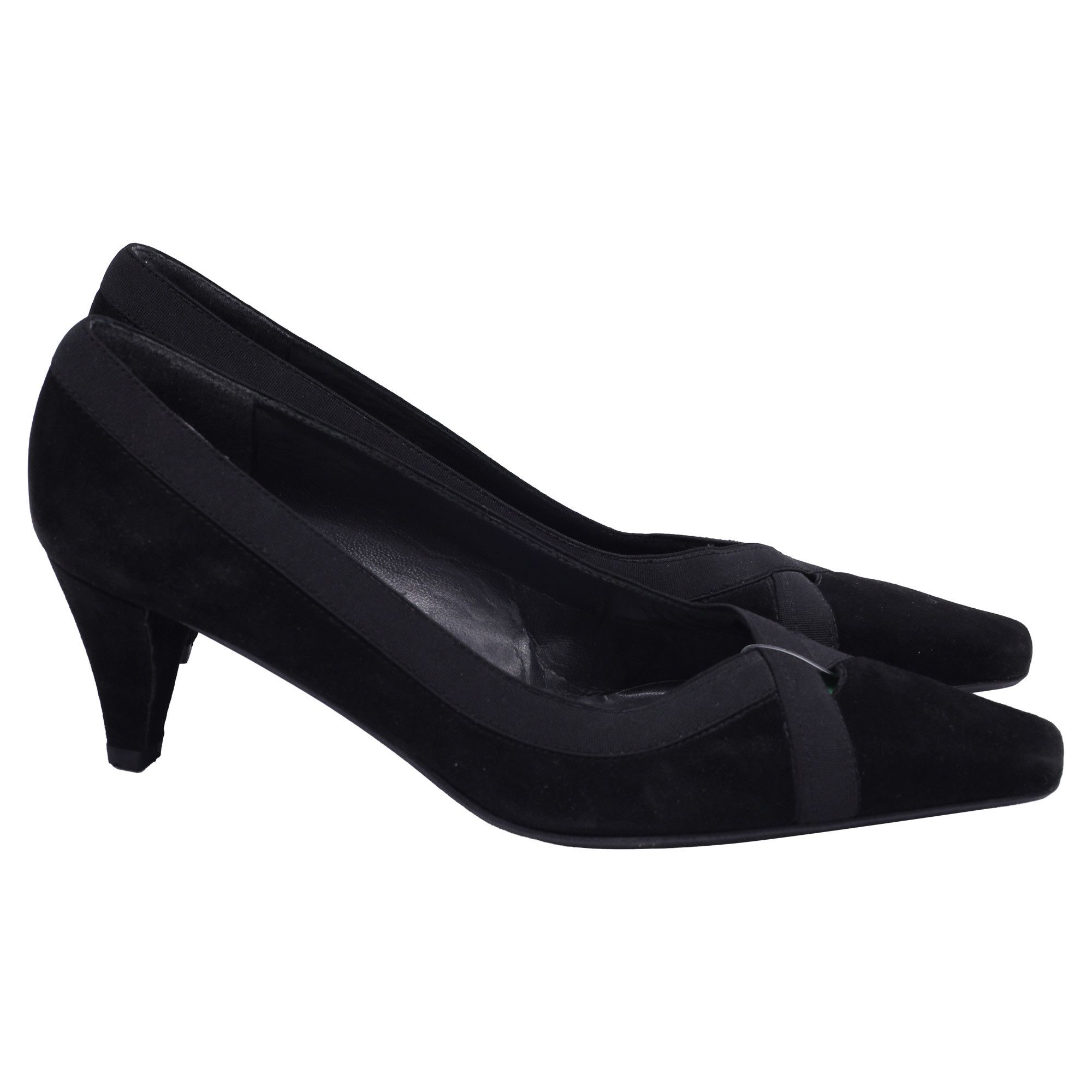 Stuart Weitzman Stuart Weitzman Keyhole Accent Pumps in Black Suede Size US 7.5 / IT 37.5 - 1 Thumbnail