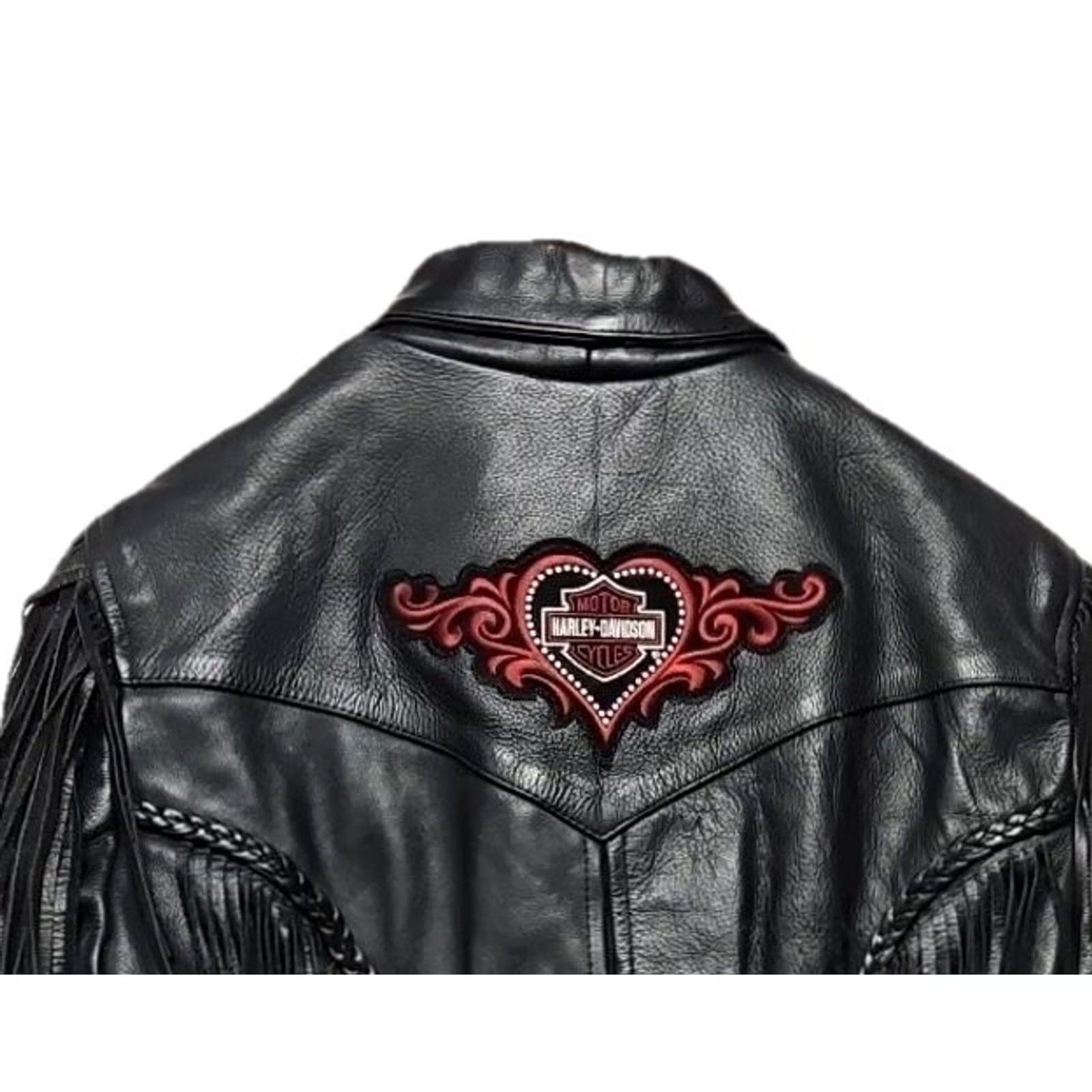 Harley Davidson Y2K Harley Davidson Women’s Leather Jacket Small Western Biker Fringe Black Zip Size S / US 4 / IT 40 - 2 Thumbnail