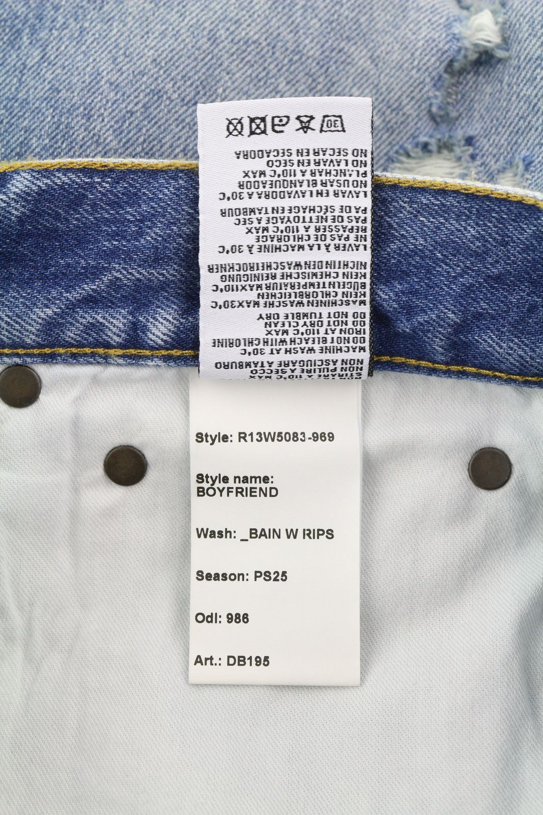 R13 BOYFRIEND 29 Washed Ankle Cropped Distress Bain 84462 Size 29" - 10 Thumbnail