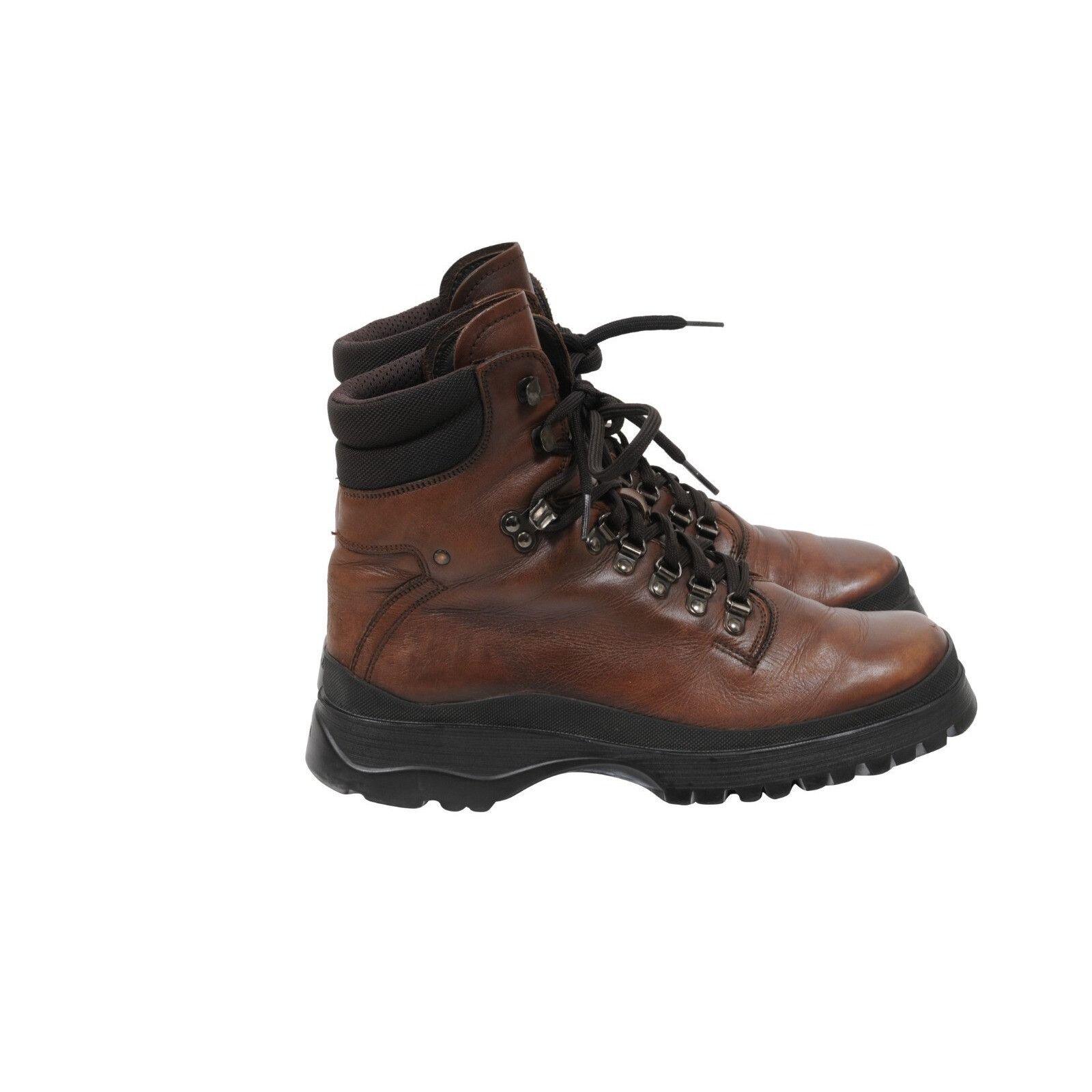 Prada Combat Hiking Boots Brown Leather Lug Sole - 01590 Size US 8.5 / EU 41-42 - 9 Thumbnail
