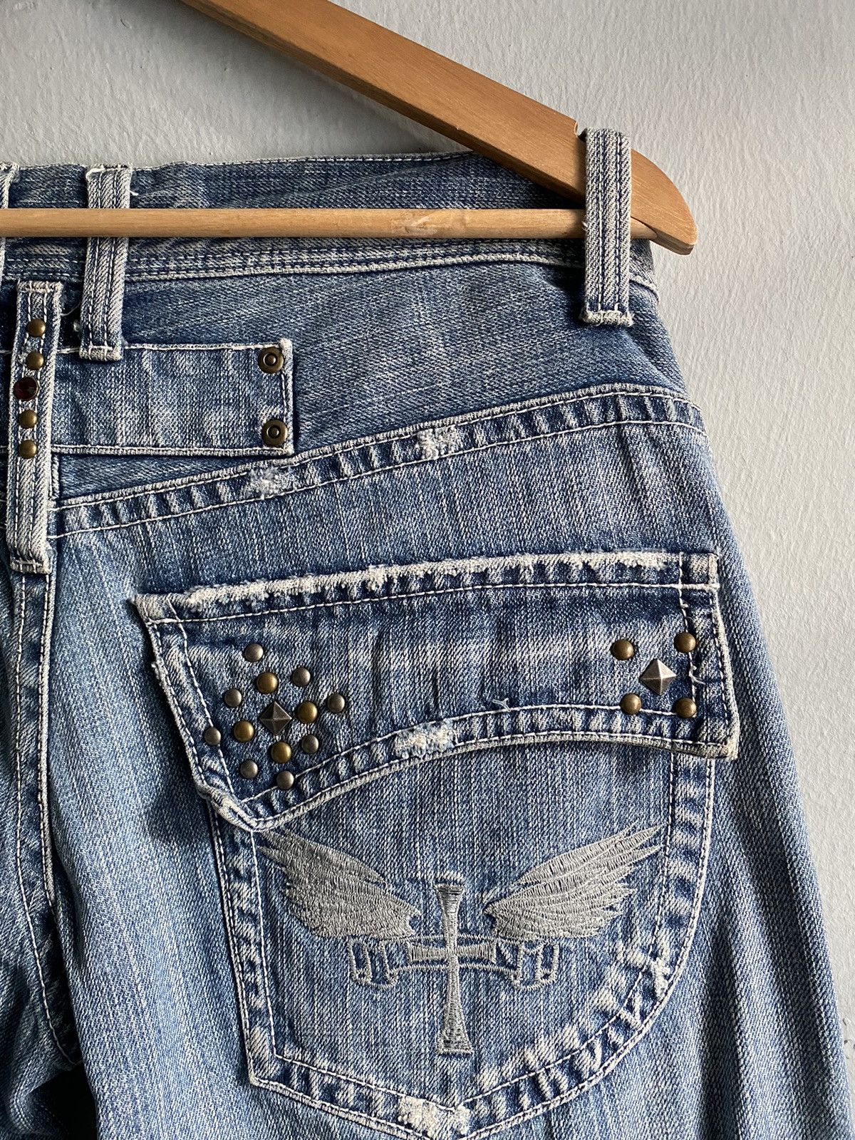 If Six Was Nine × Japanese Brand × Other Ultimax japan studded Cross wing flare men jeans Size US 33 - 2 Thumbnail
