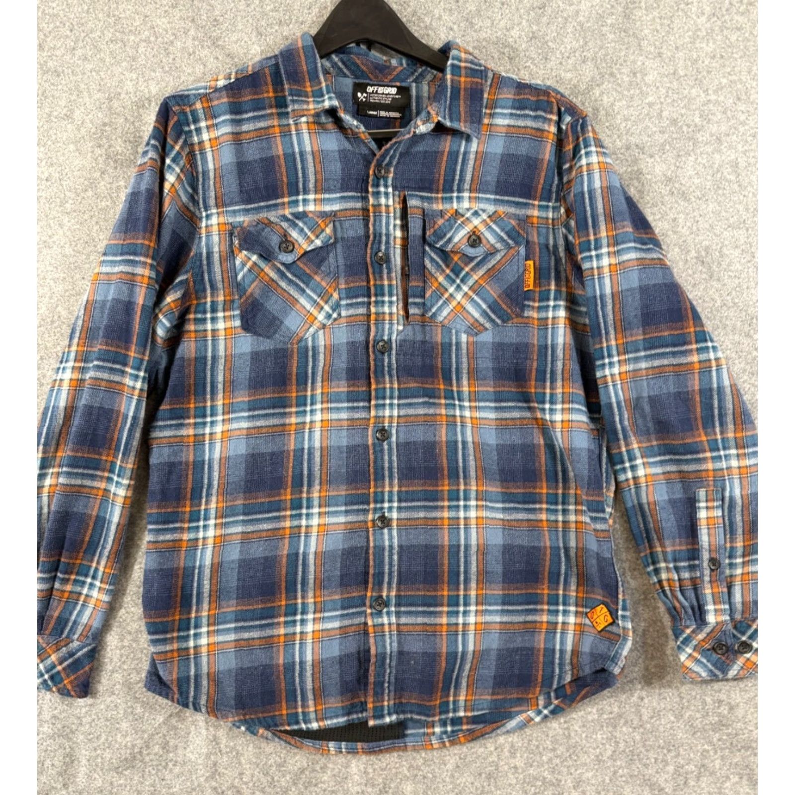 Vintage Off The Grid Shirt Mens L Blue Plaid Flannel Button-Up Destroyer Motor Driven Size US L / EU 52-54 / 3 - 2 Thumbnail