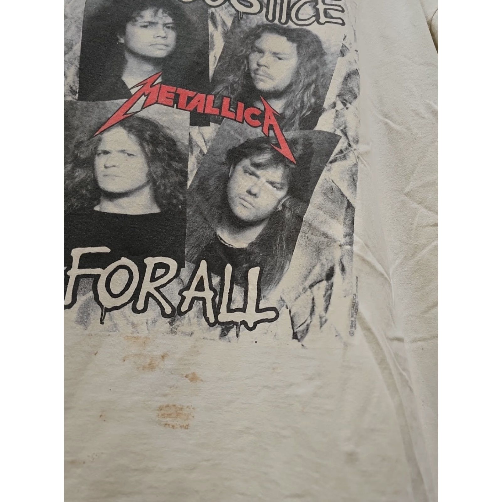 X-LARGE VINTAGE Brockum Metallica And Justice For All Tour T Shirt XL White Concert Band T-Shirt Mens 80s 90s Heavy Metal Size US XL / EU 56 / 4 - 3 Thumbnail