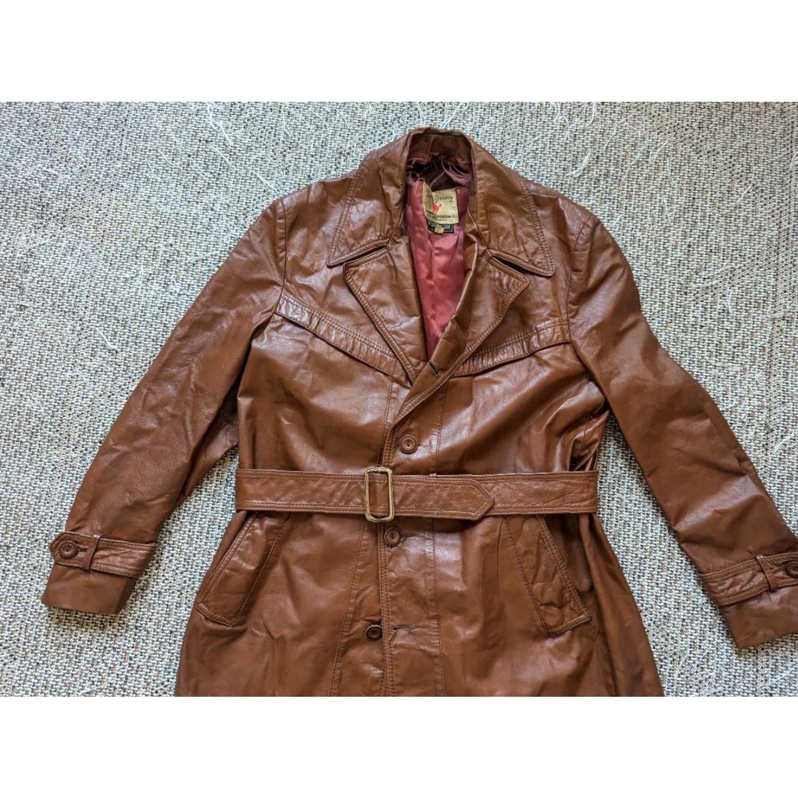 Vintage VINTAGE brown leather TRENCH COAT belted 42 M Field & Stream Coat Men XS-XL? Size US M / EU 48-50 / 2 - 4 Thumbnail