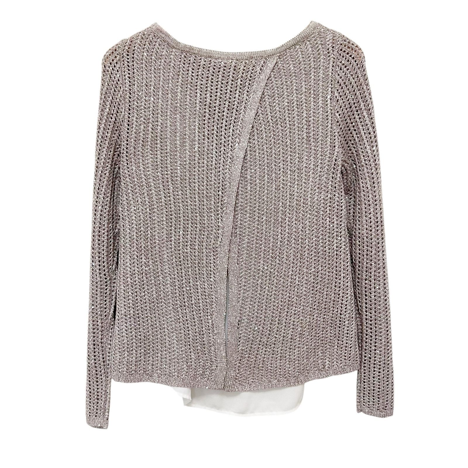 White House Black Market White House Black Market Gold Sparkly Knit Layered Shirt XS Size XS / US 0-2 / IT 36-38 - 5 Thumbnail