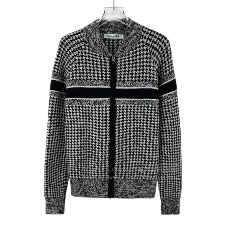 Dior Dior Black checkered cashmere stand-up collar zipper long- Size XS / US 0-2 / IT 36-38 - 1 Thumbnail