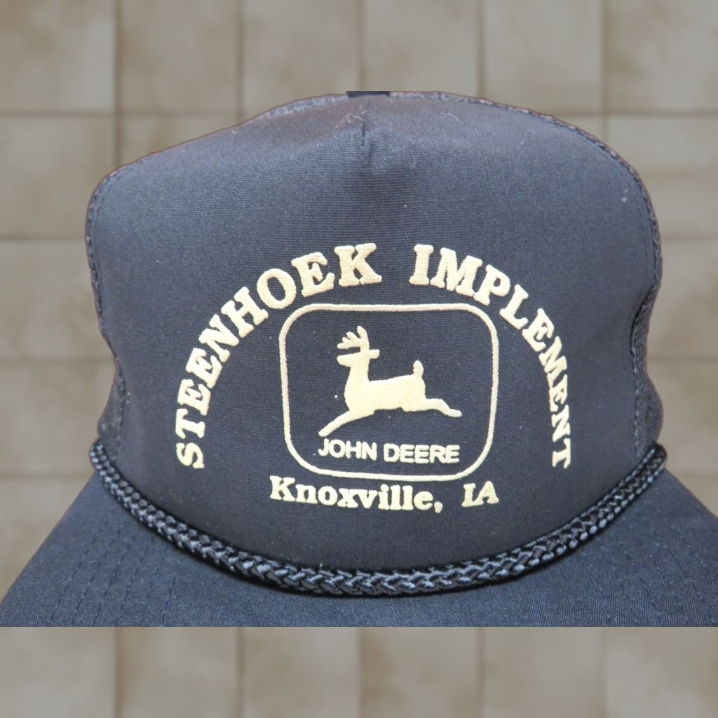 Vintage VTG John Deere Tractor Steenhoek Implement Knoxville Iowa Dealership hat cap Size ONE SIZE - 1 Thumbnail