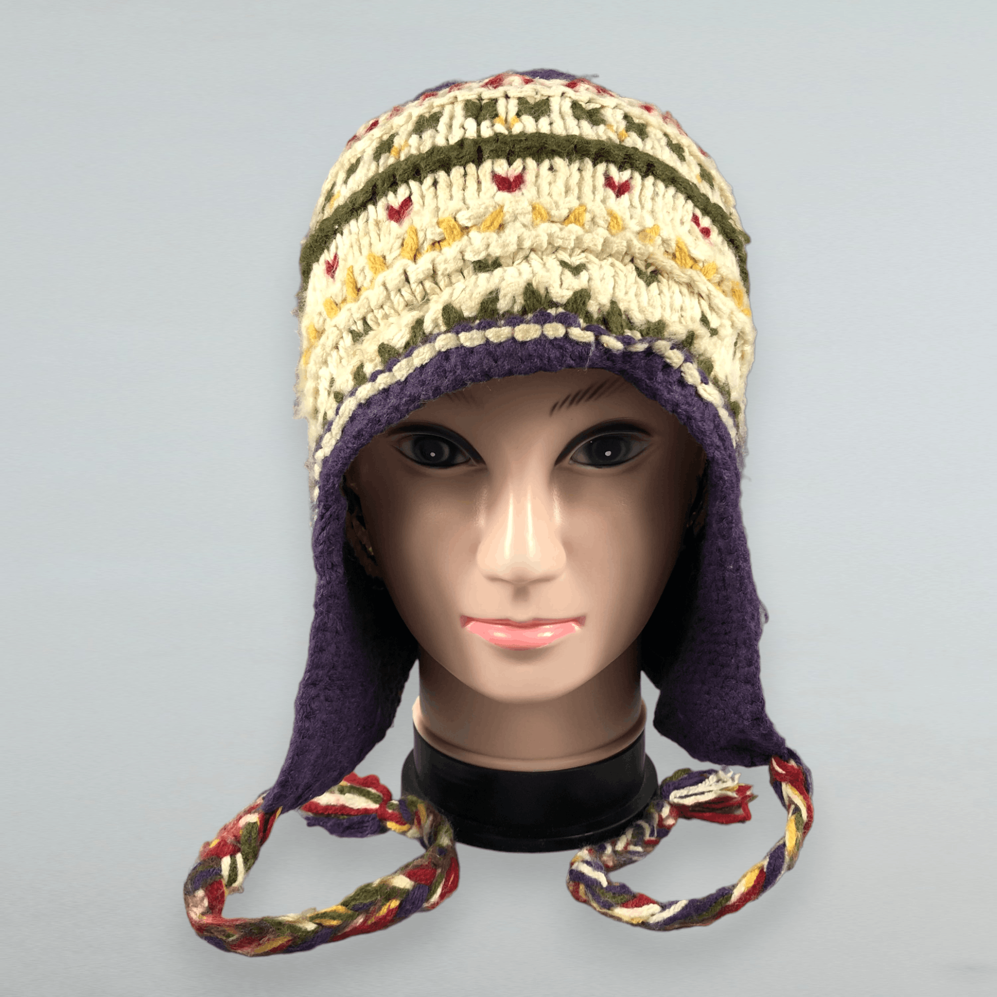 Japanese Brand Crochet Cable Knit Earflap Beanie Size ONE SIZE - 1 Thumbnail