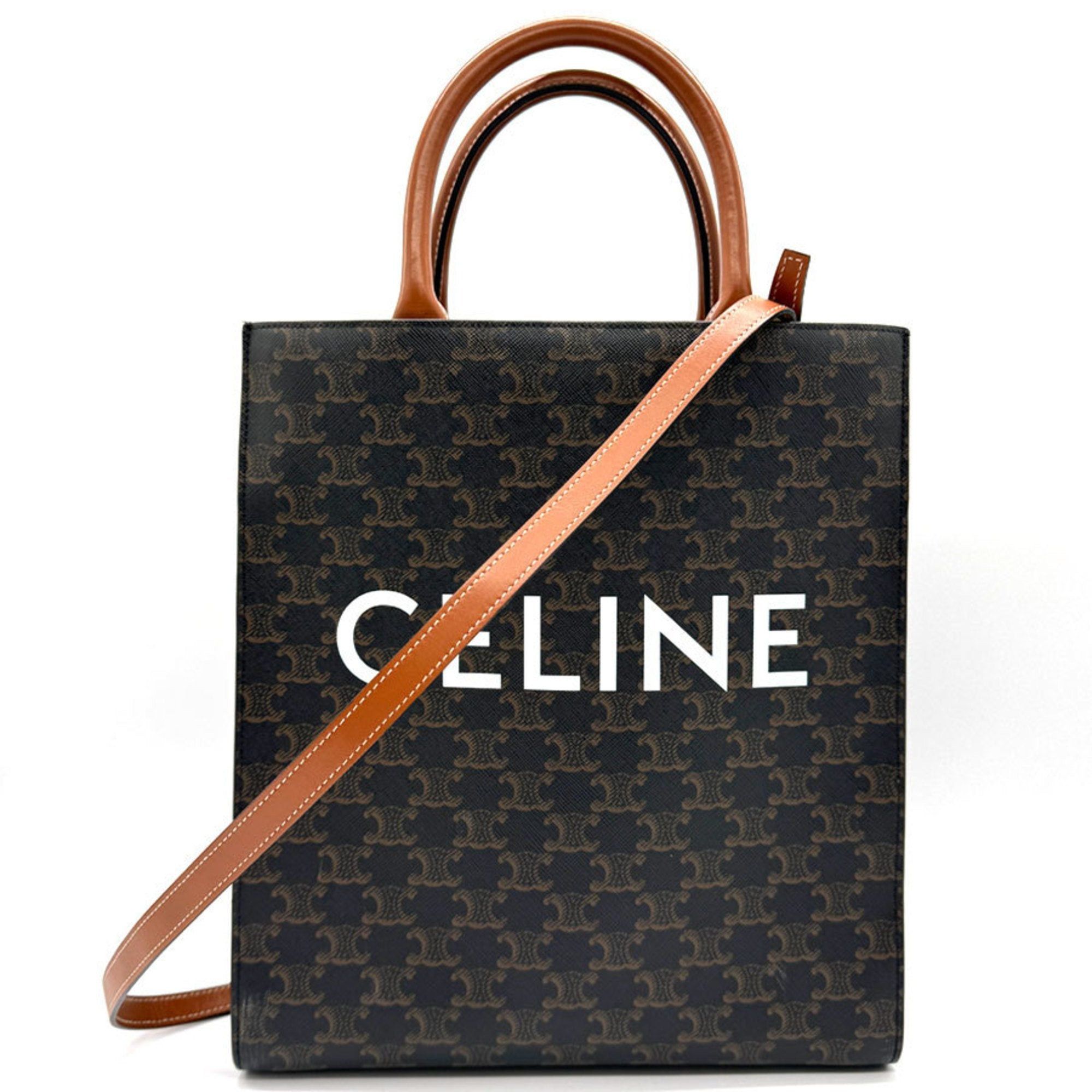 image of Celine Handbag Shoulder Bag Triomphe Small Vertical Cover Pvc/leather Brown Unisex, Women's