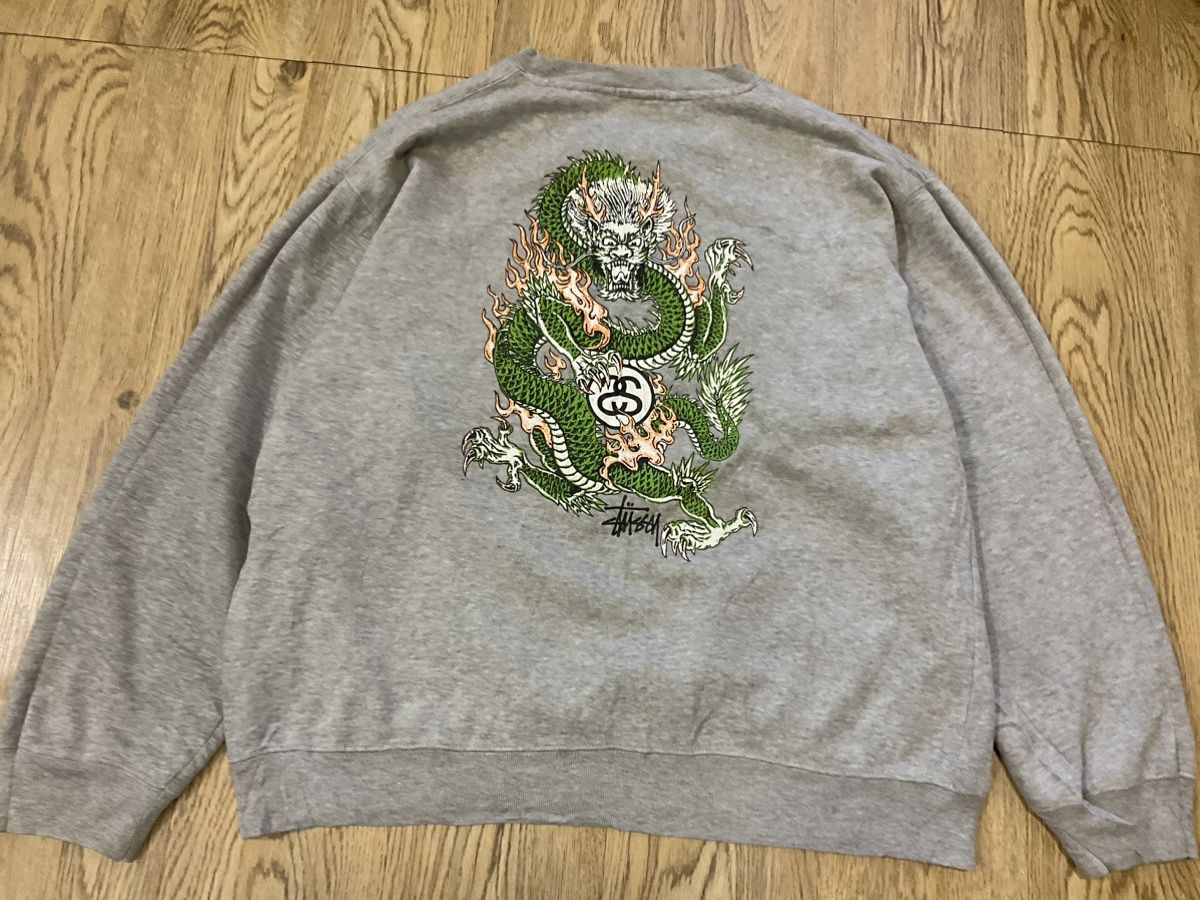 image of Made In USA x Stussy Vintage 90’S Stussy Dragon Usa Sweatshirt in Grey, Men's (Size Small)