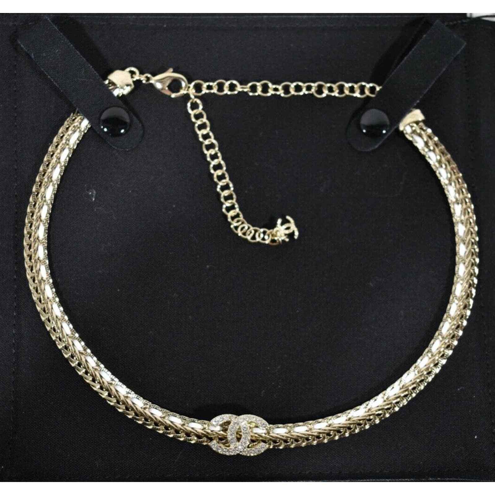 Chanel Chanel 22S Gold White Chain Crystal Adjustable Necklace Size ONE SIZE - 1 Thumbnail