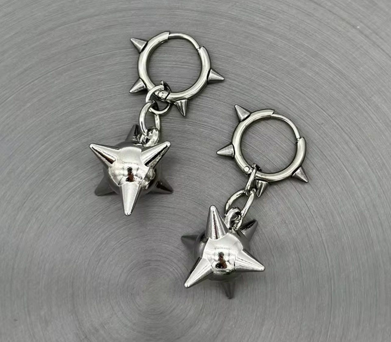 Jewelry Gothic Spiky Ball Hoop Earrings Size ONE SIZE - 1 Thumbnail