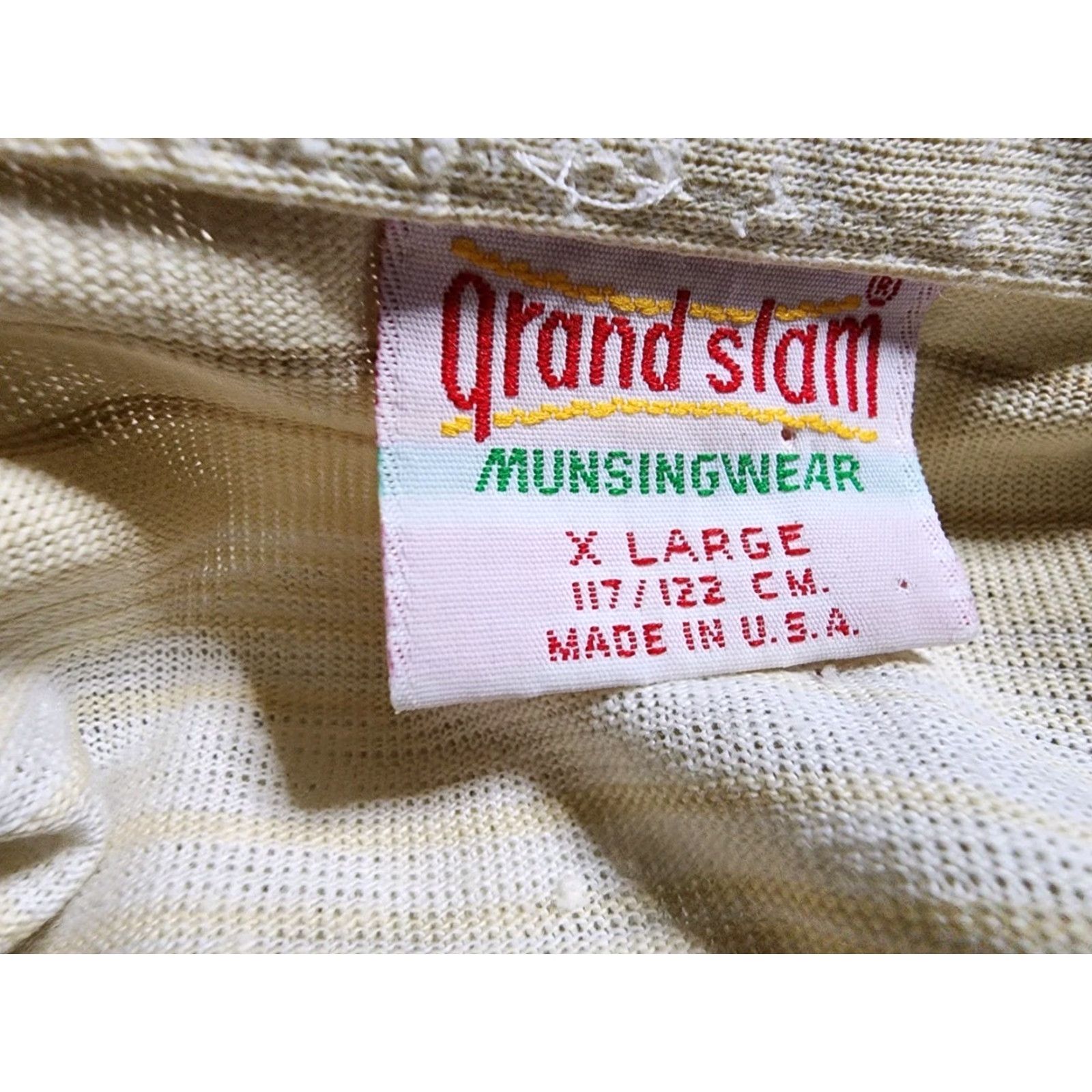 Vintage VINTAGE Grand slam Munsingwear penguin Polo Shirt Golf Striped Mens XL Beige Pine Size US XL / EU 56 / 4 - 8 Thumbnail
