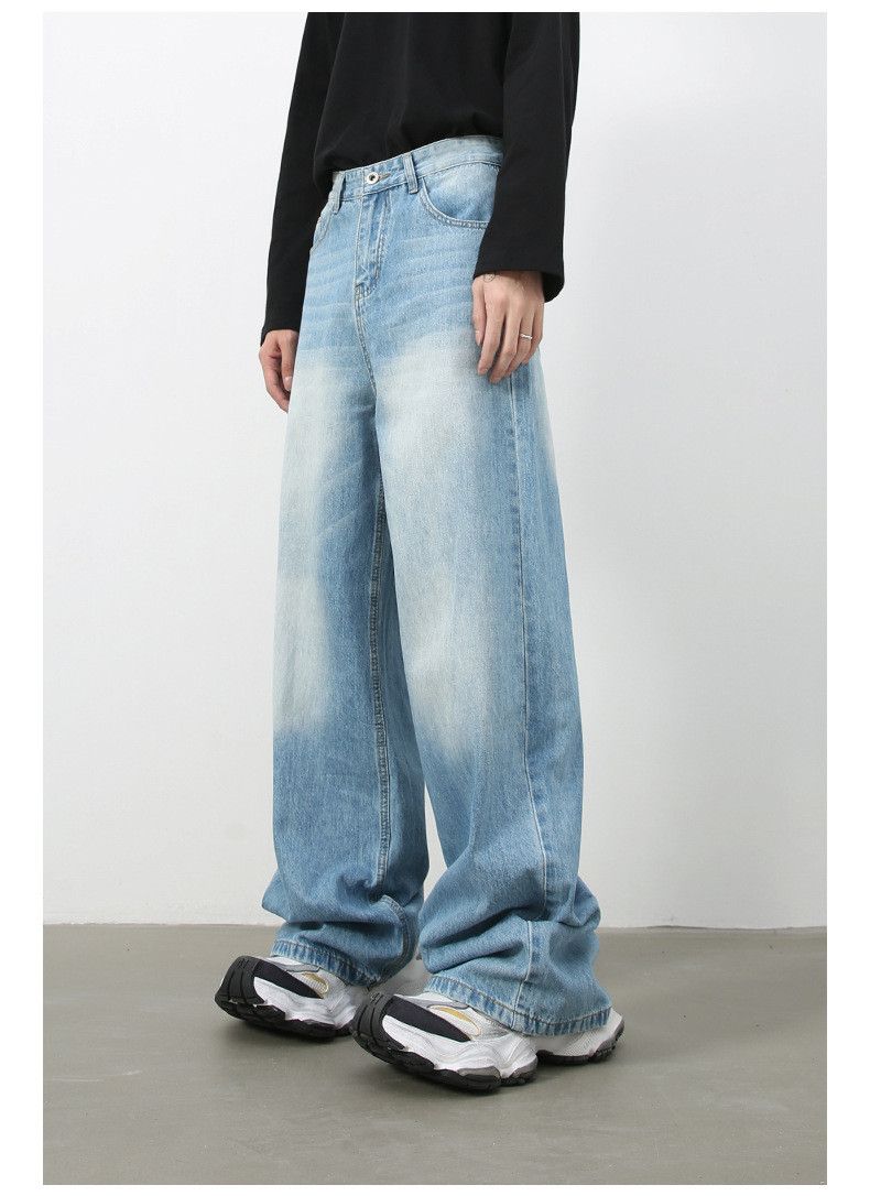 Japanese Brand American retro men's washed loose straight leg jeans Size US 32 / EU 48 - 2 Thumbnail