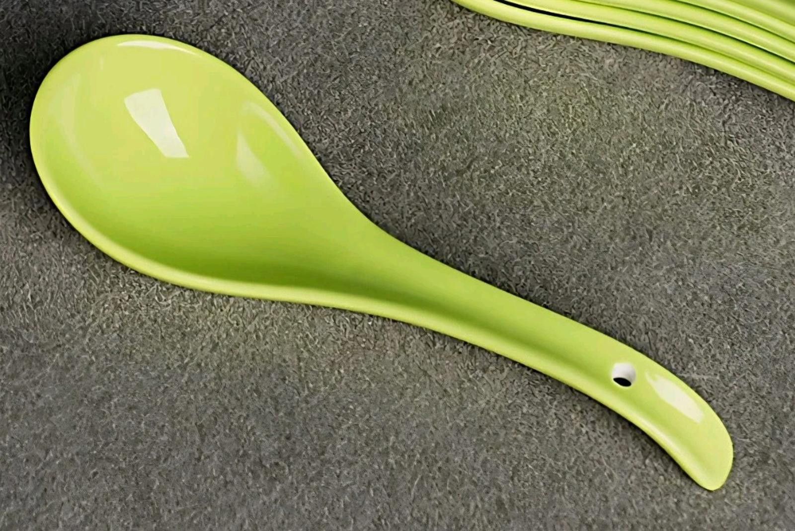 Other 5-Pack Ceramic Japanese Soup Spoons Set Olive Green Size ONE SIZE - 3 Thumbnail