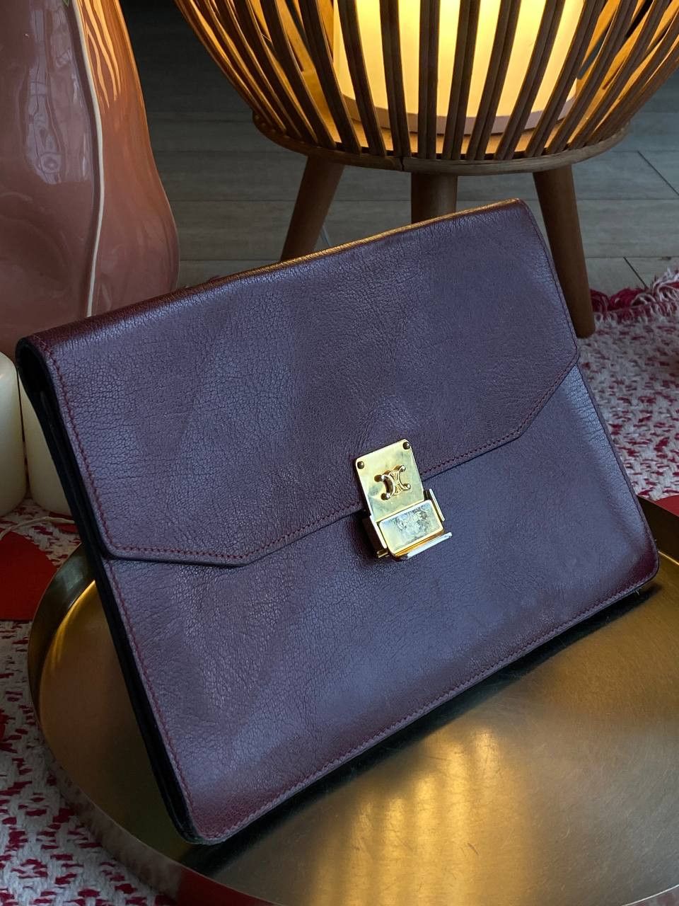 Celine Celine Vintage Leather Clutch Burgundy Size ONE SIZE - 1 Thumbnail