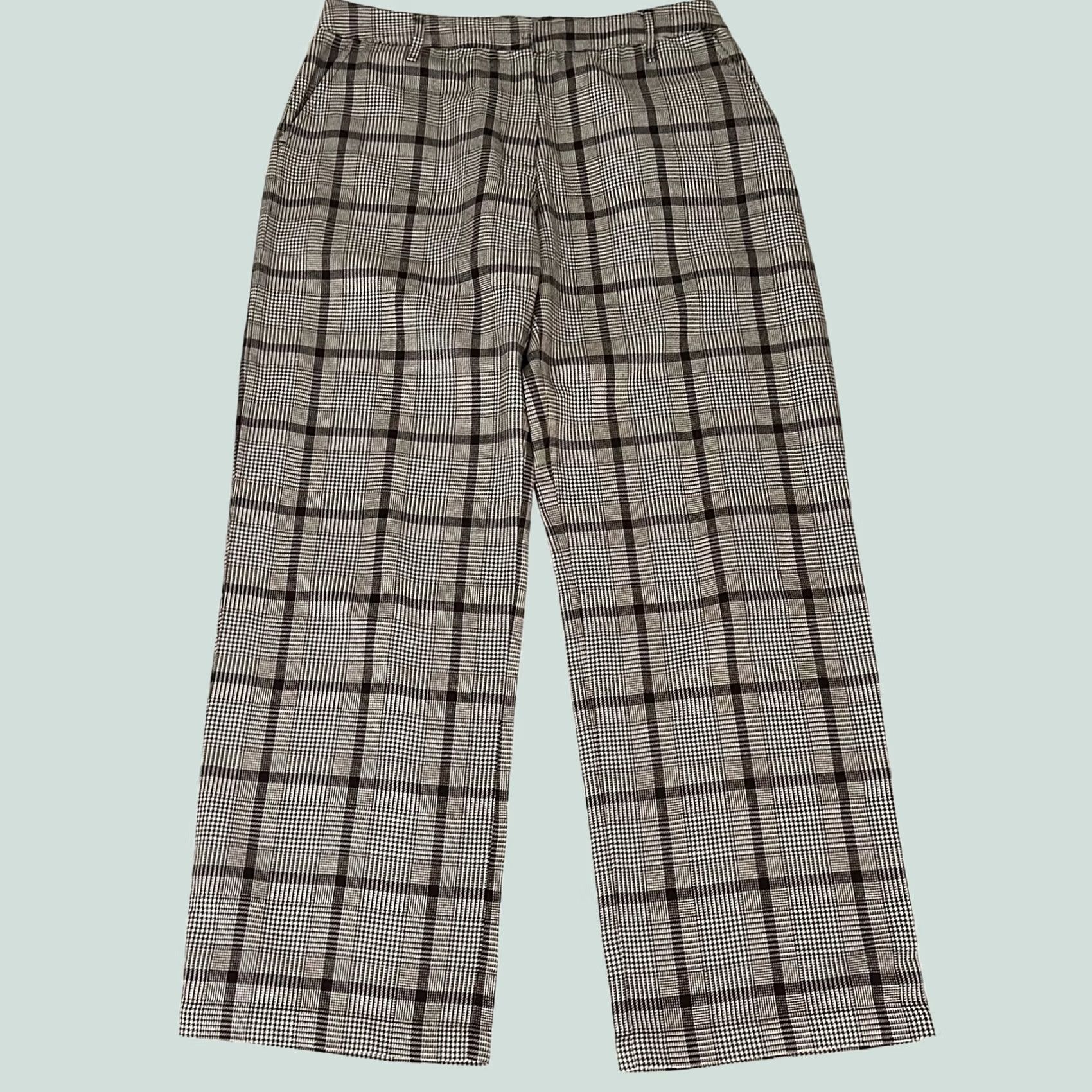 Vintage ABLE Wide Leg Trouser Pants Plaid Elma Whiskey Brown Glen Cotton Women’s Size 8 Size 30" / US 8 / IT 44 - 1 Thumbnail