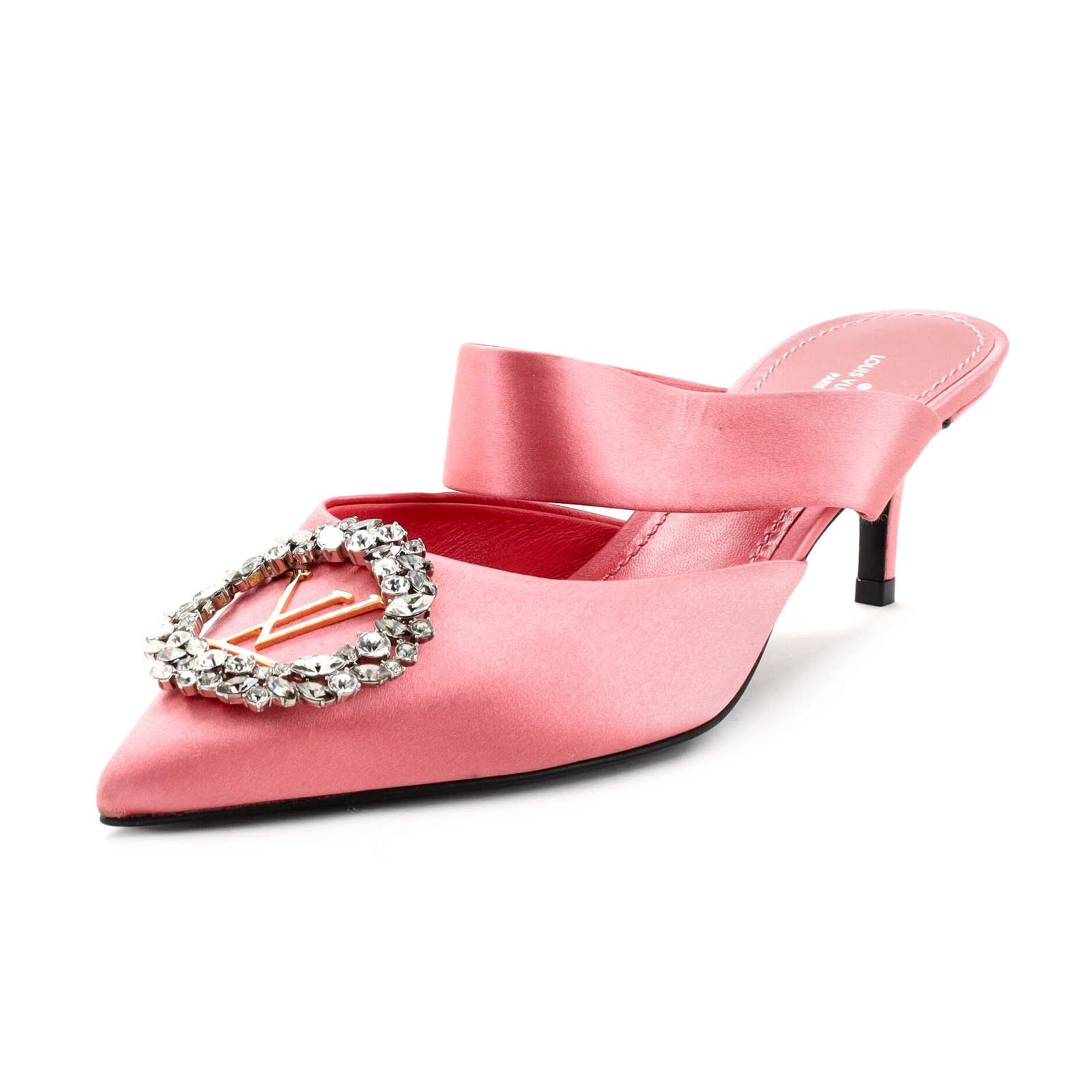 image of Louis Vuitton Women's Madeleine Pointed Toe Heel Shoesed Sandals Satin in Pink (Size 9)