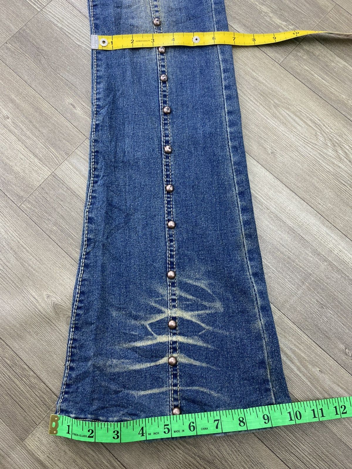 If Six Was Nine 2000s Japanese Studded Faded Lgb Y2K Punk Style Flared Jeans Size US 28 / EU 44 - 16 Thumbnail