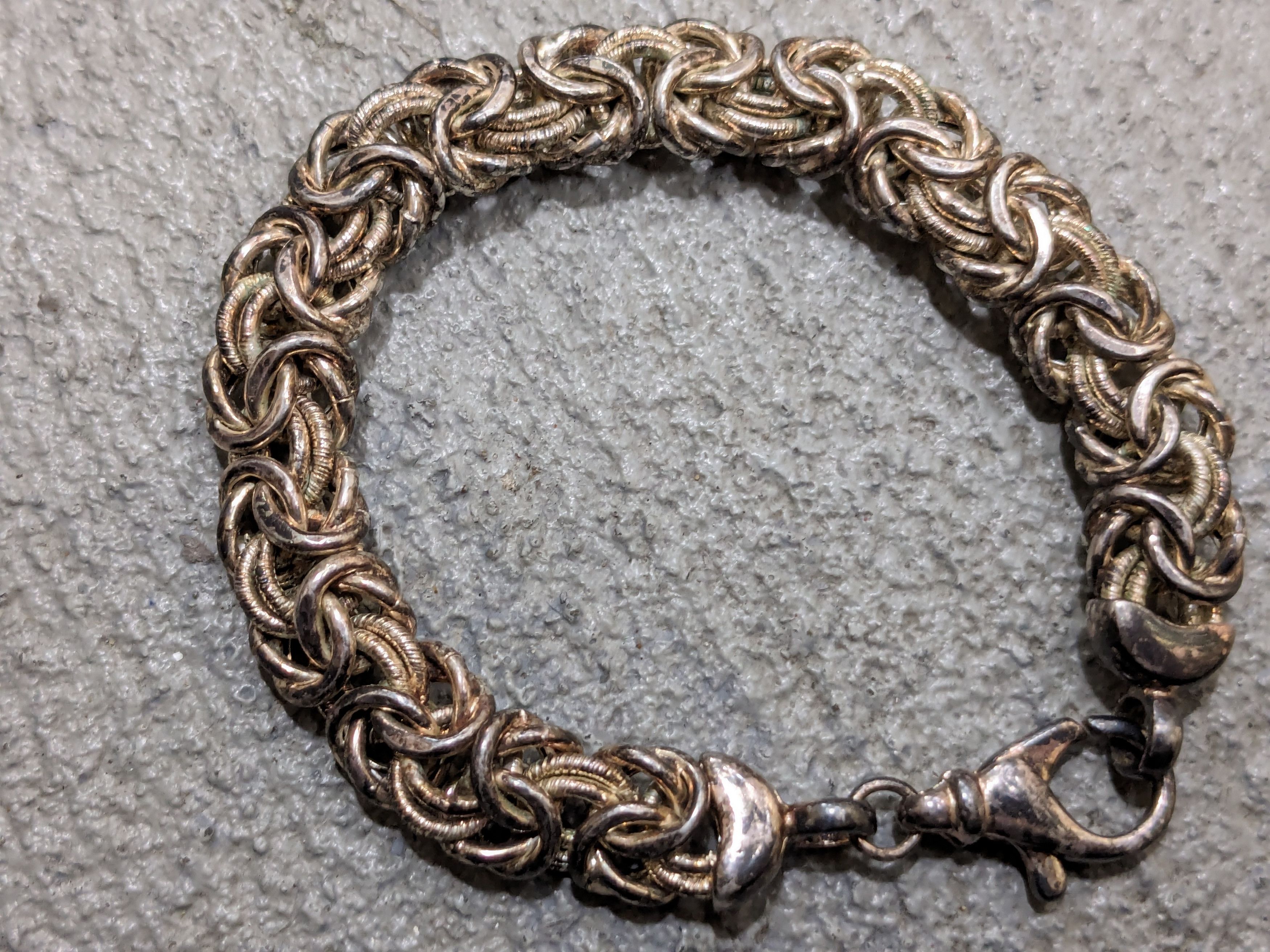 Other Vintage Sterling Silver Bracelet Byzantine 7" Link 90s Italy Size ONE SIZE - 7 Thumbnail