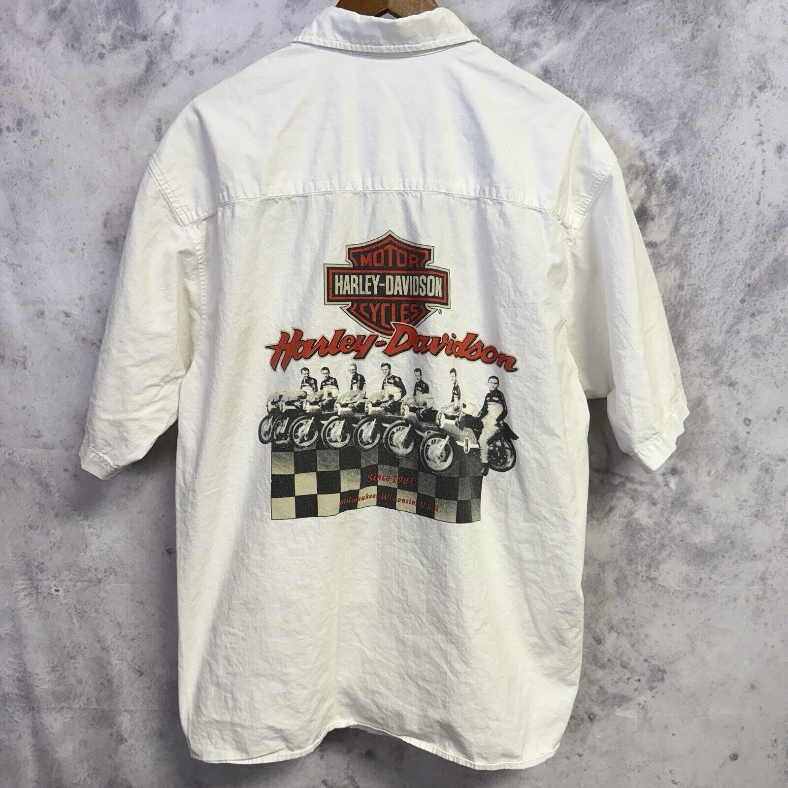 Harley Davidson Harley Davidson Button Up Shirt Mens XL White Short Sleeve B Size US XL / EU 56 / 4 - 1 Thumbnail