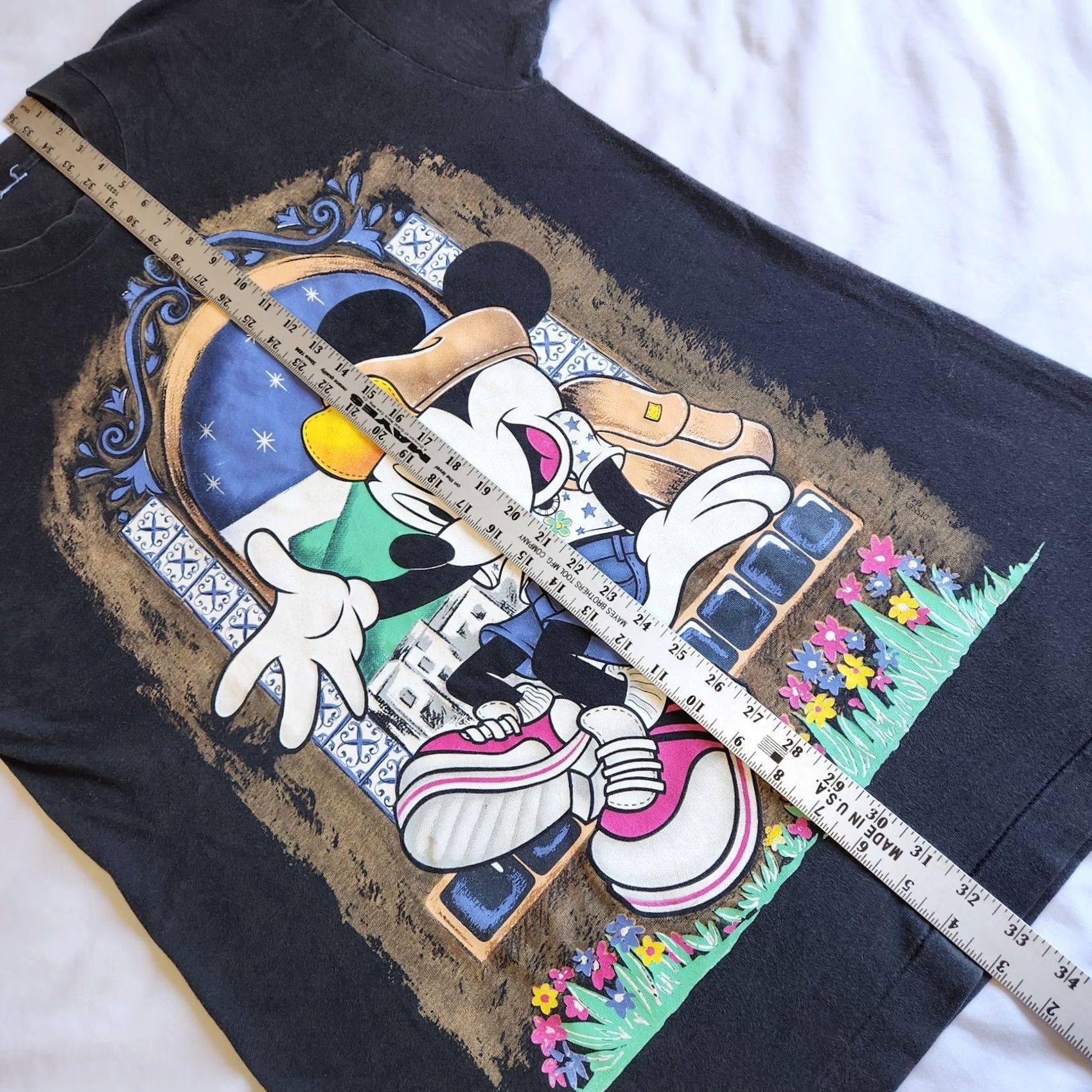Disney VINTAGE Disney Mickey Mouse Jerry Leigh 2XL Graphic T-Shirt Black Short Sleeve Crew Neck Men 90s Cartoon USA Size US XXL / EU 58 / 5 - 5 Thumbnail