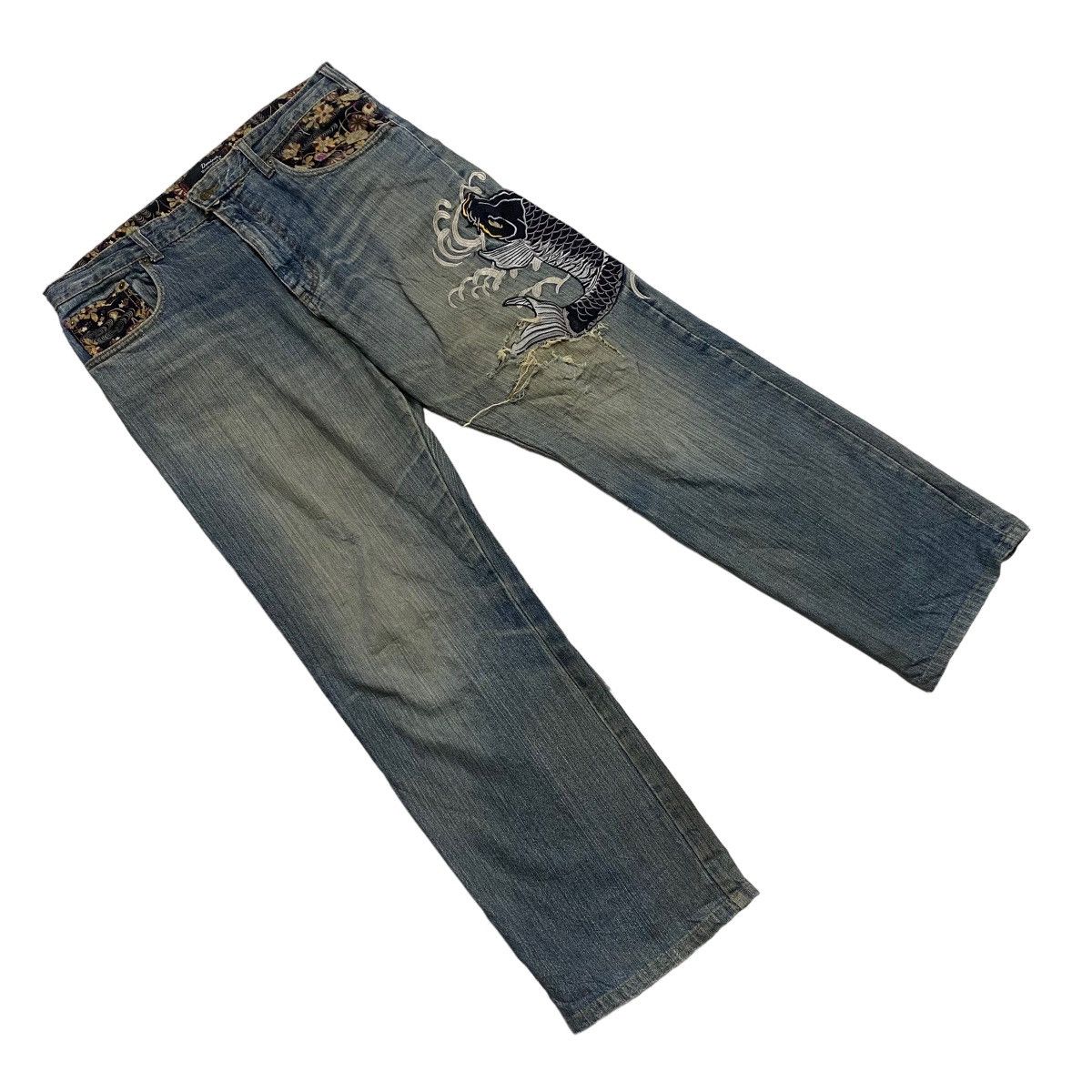 Vintage Sukajan denim emboridery distressed pant Size US 36 / EU 52 - 3 Thumbnail