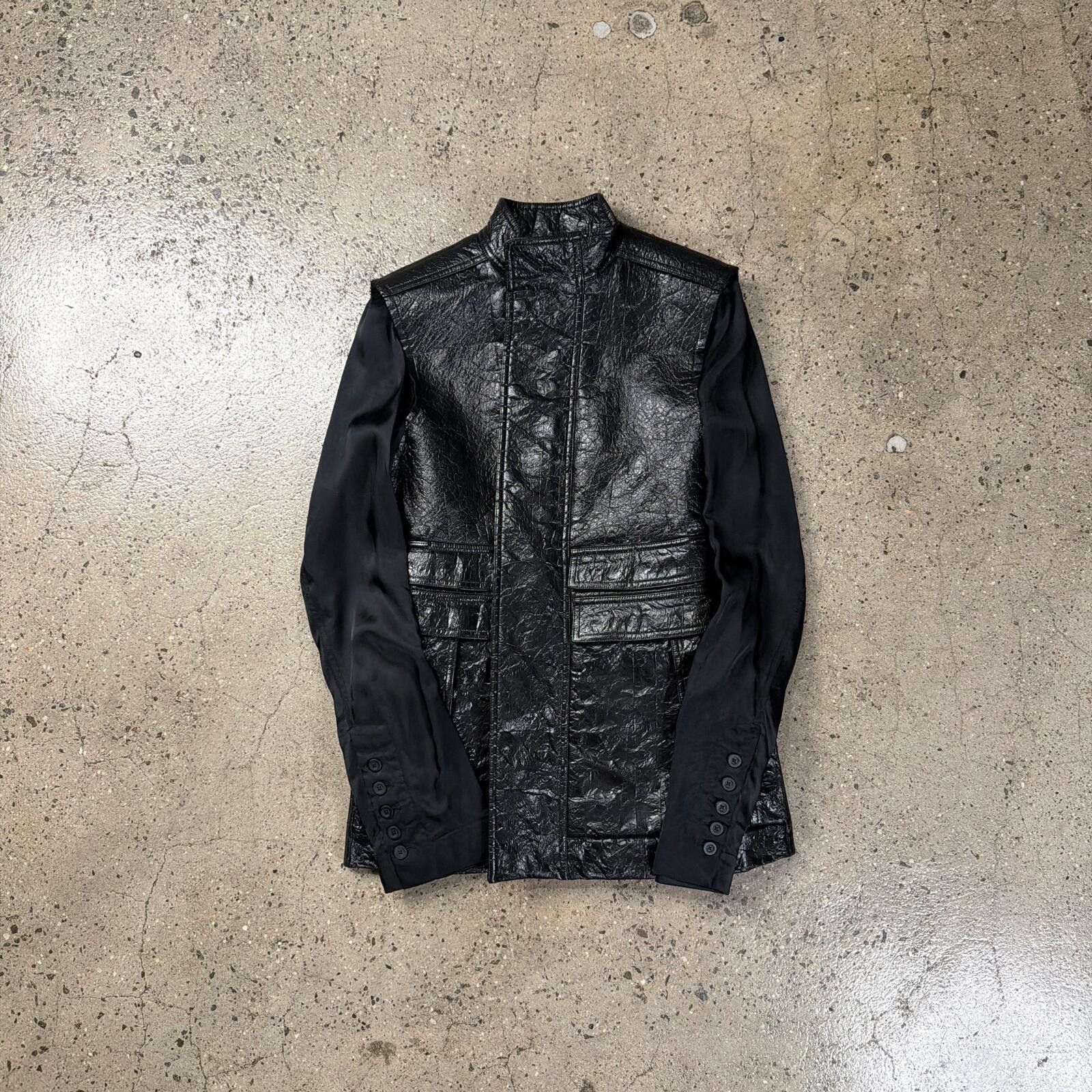 Rick Owens Rick Owens SS16 Cyclops Leather Silk Sleeve Jacket Size US S / EU 44-46 / 1 - 1 Thumbnail