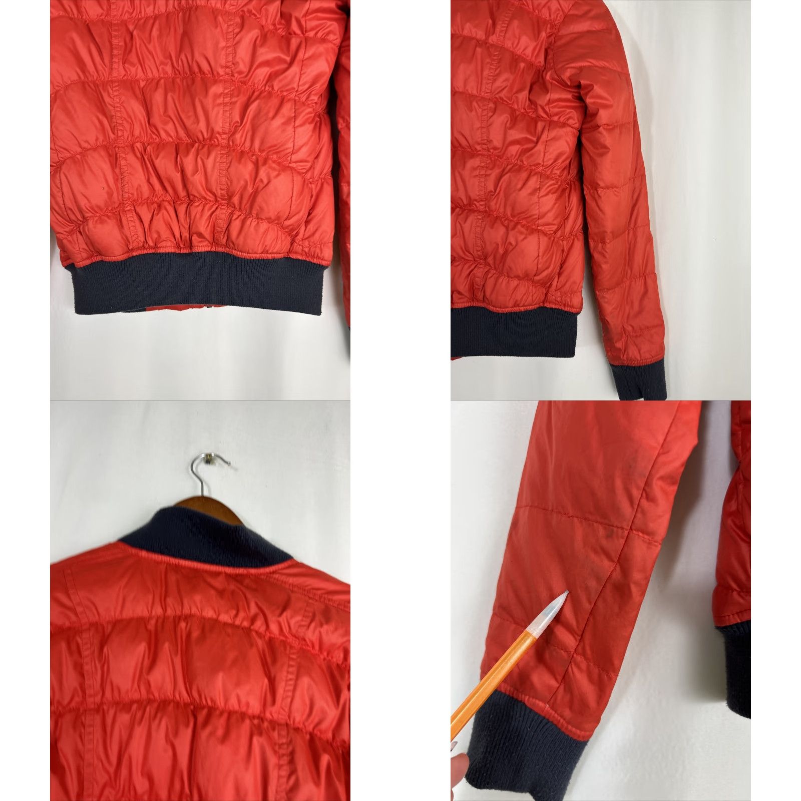 Athleta VINTAGE Athleta Dobby Goose Down Red Puffer Bomber Jacket womens XS full zip Size XS / US 0-2 / IT 36-38 - 10 Thumbnail